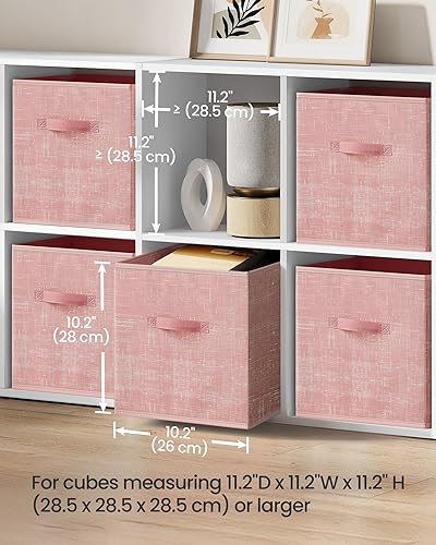 Miniatura 10 de SONGMICS - Cubos de almacenamiento, cubos plegables de 13 pulgadas, con asas dobles, juego de 6, organizadores de armario para estantes, color gris
