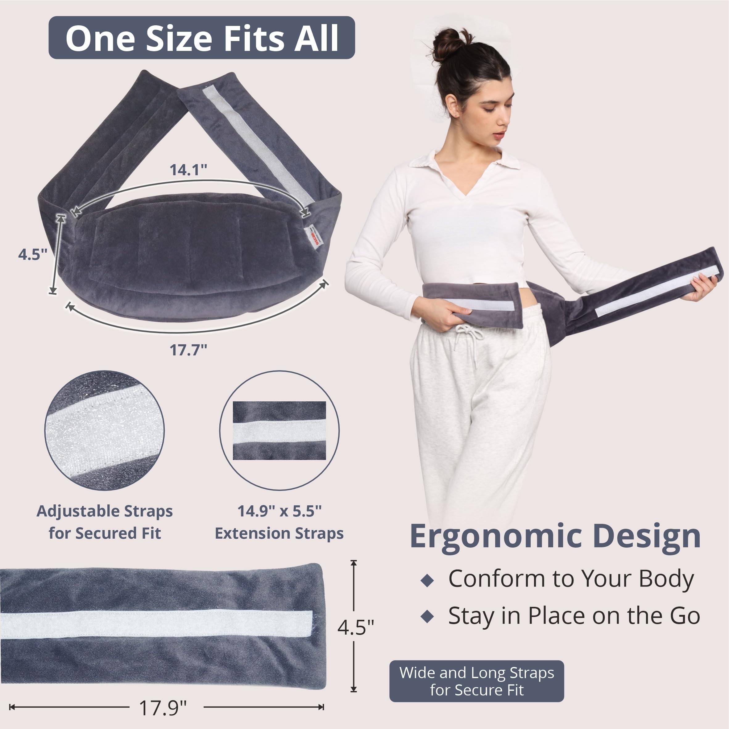 Gordon Microwavable Extra Large Heating Wrap | Moist Heat Therapy Pad for Menstrual Cramps | Lower Back Waist Stomach & Shoulder Support | Reusable Hot Compress for Everyday Comfort 1