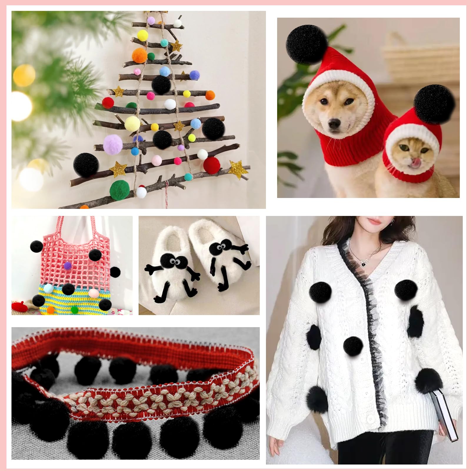 50 Pom Pom Rossi 5cm + Occhi Adesivi - Per Decorazioni Fai Da Te E Crafts - Foto 9