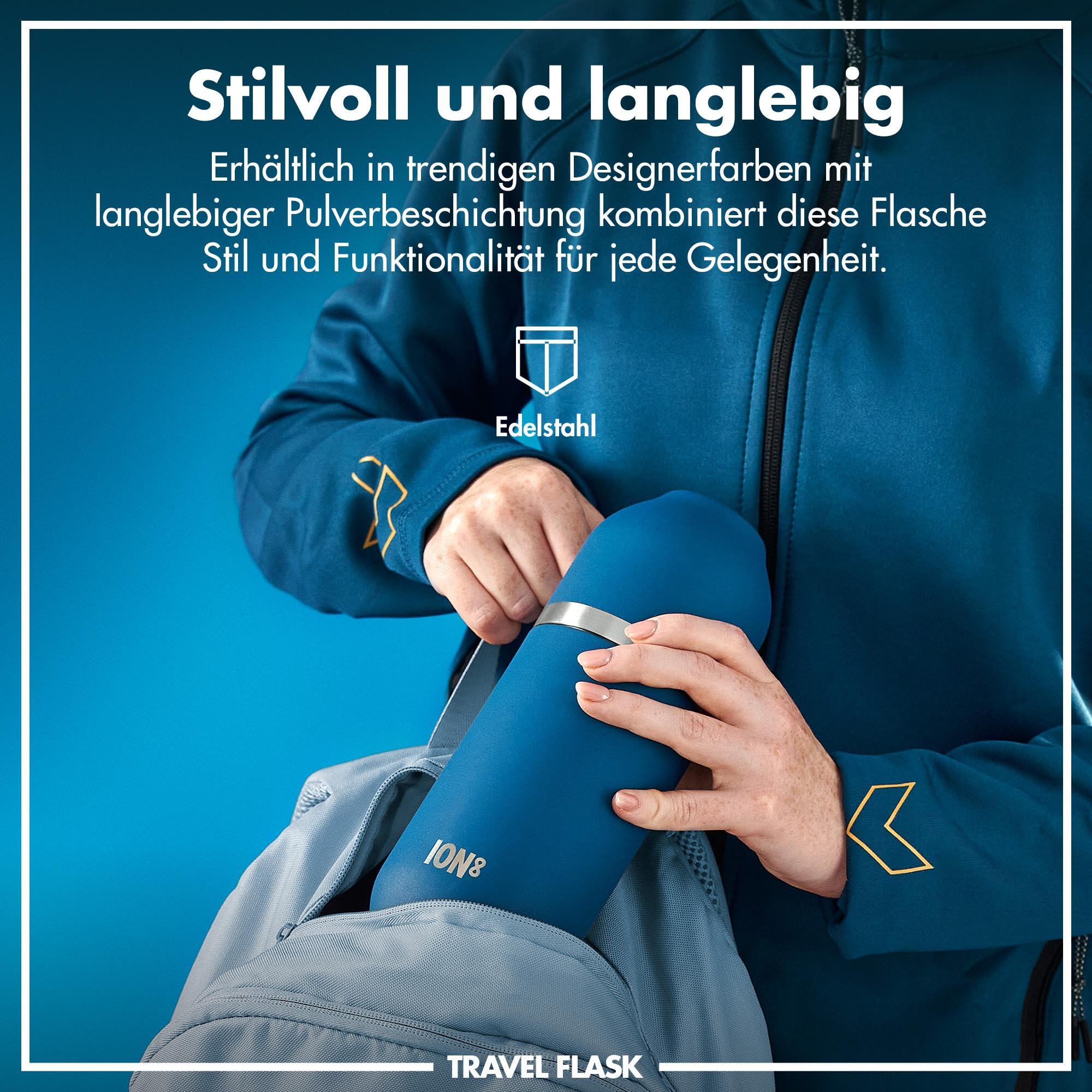 ION8 Vakuumisolierte ThermoShield-Flasche für Heiße oder Kalte Getränke,Großer Isolierter Becher,2-Tassen-Kapazität, Magnetverschluss und Weiches Bodenpolster Stilvoll und Umweltfreundlich,Tiefes Teal