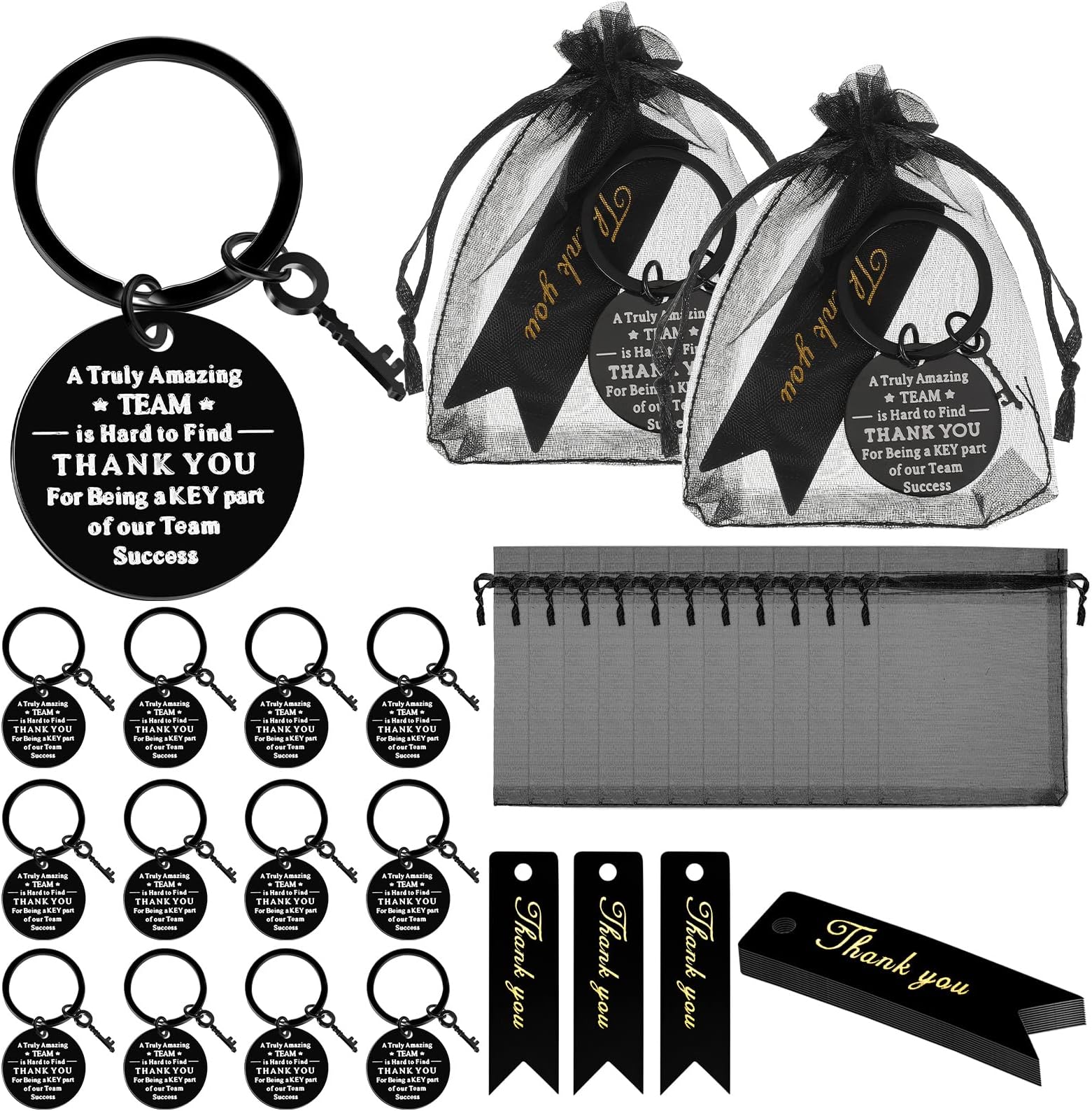 Yinkin 36pcs Employee Appreciation Gifts Thank You Coworker Keychain, Black