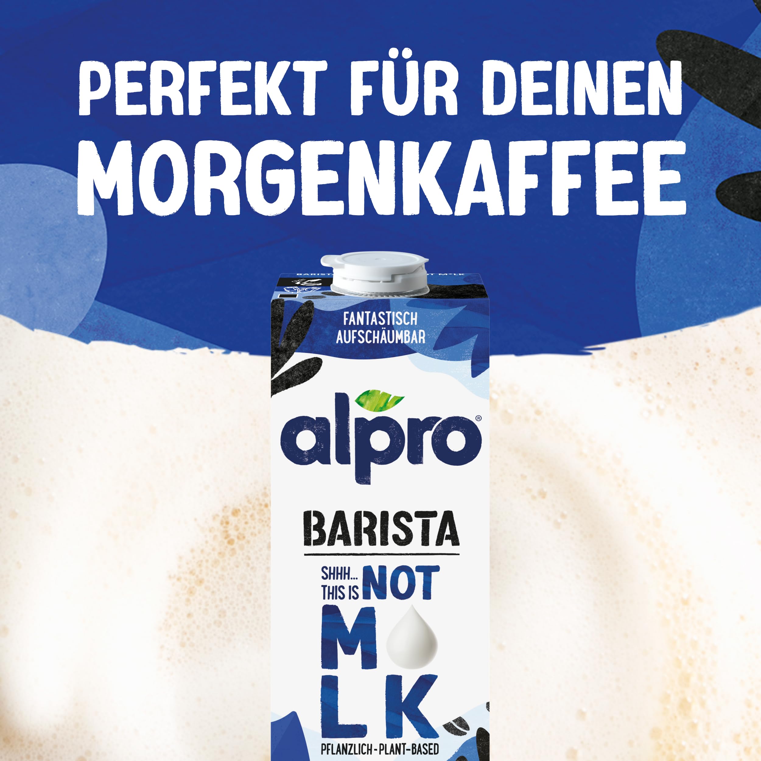 Alpro This is Not Milk Barista - Pour faire mousser - Végétalien et sans produits laitiers - Naturellement sans lactose - Riche en fibres, calcium et vitamines - 8 x 1 L - Durable