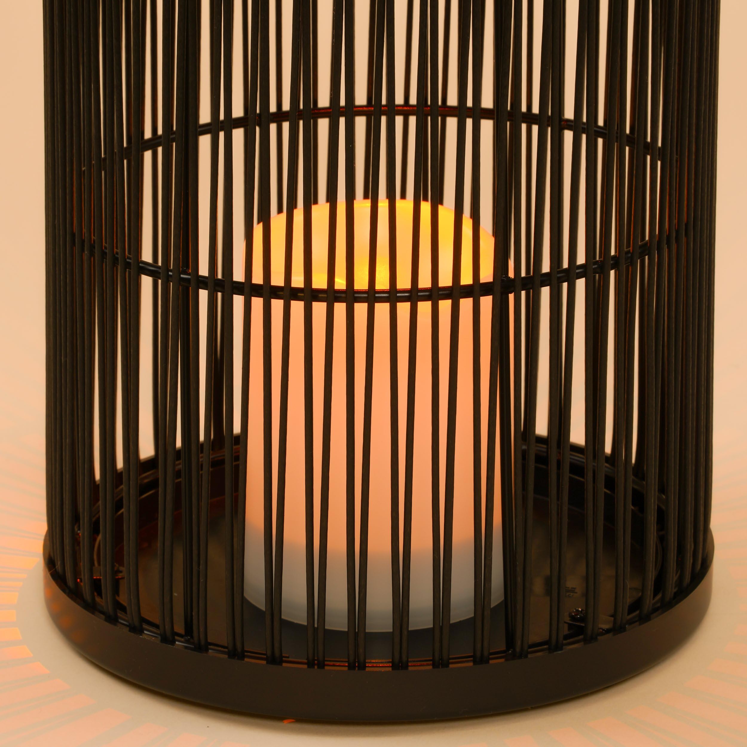Esotec Solar Metall Außenlaternen Dekoleuchten Sara, 2er Set, LED Tischleuchte, Akku, Led Kerzen Flackerlicht, Solarleuchte, Standleuchte, draußen, outdoor, schwarz, 102162