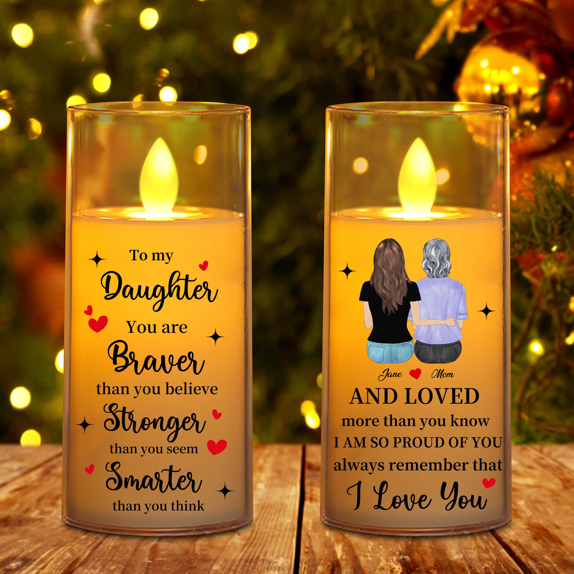 NOONATIVE to My Daughter Candle,Personalized Custom LED Flameless Candle with Name Portrait,Gift for Daughter