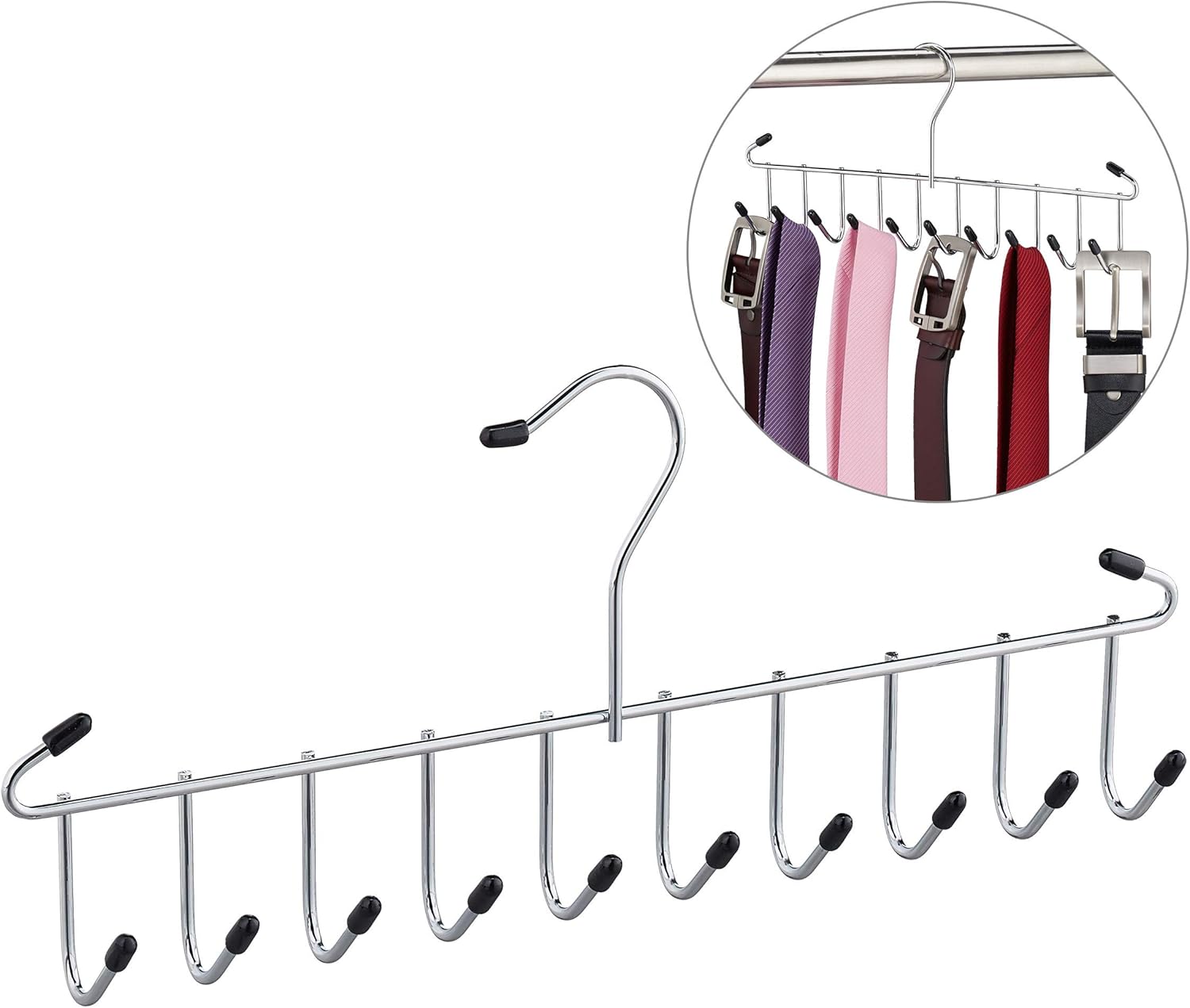 Set 3 Grucce Porta Cinture Con Ganci - Legno E Ferro, Bianco - Foto 5