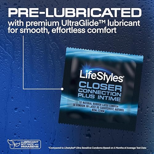 Miniatura 3 de LifeStyles Closer Connection - Preservativos de látex de goma natural y lubricante no fabricados con parabenos, 33% más delgados* (24 unidades)