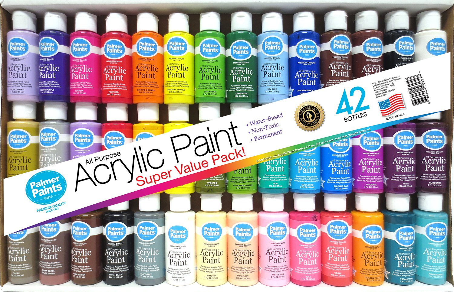 Palmer Paints 42ct 2oz Acrylic Paint Value Tray Acrylic Paint Amazon