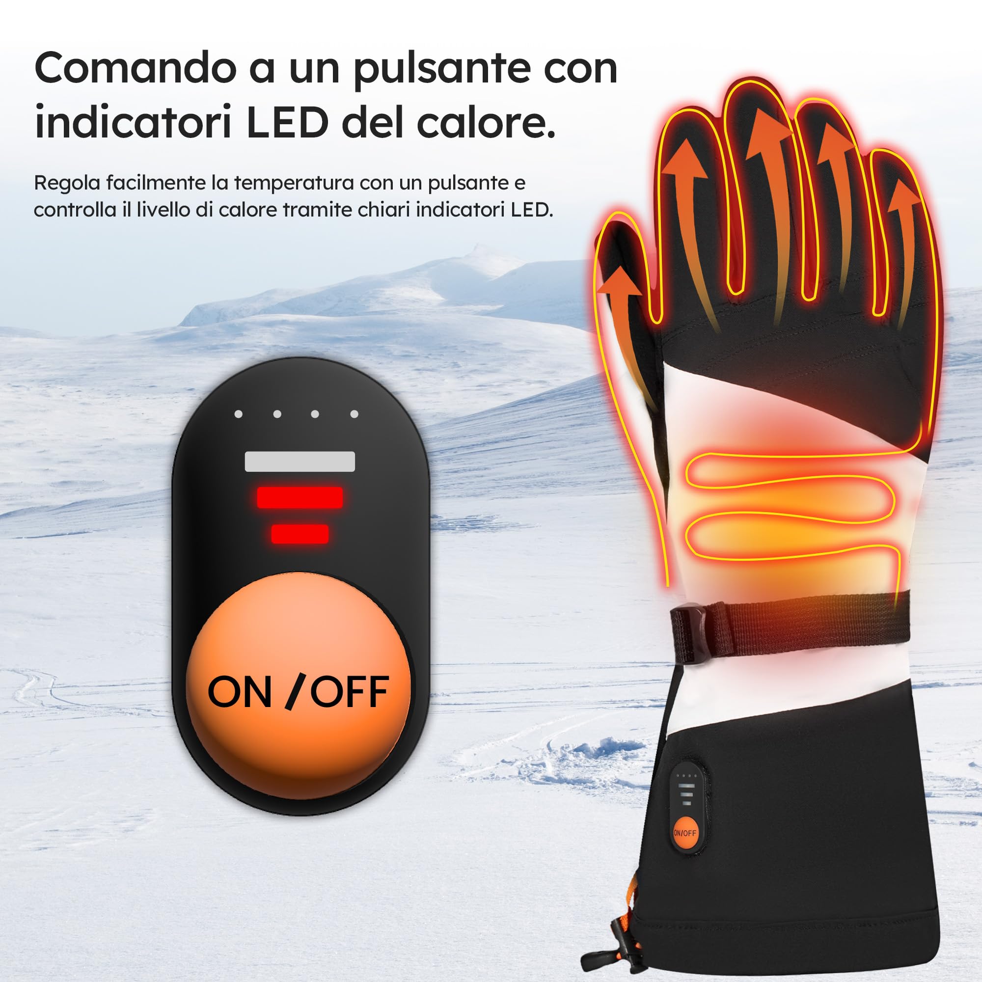 Guanti riscaldanti – Premium – 3 livelli – Guanti elettrici – Resistenti all'acqua e al vento – Guanti riscaldabili ricaricabili – Bianco – di Saaf