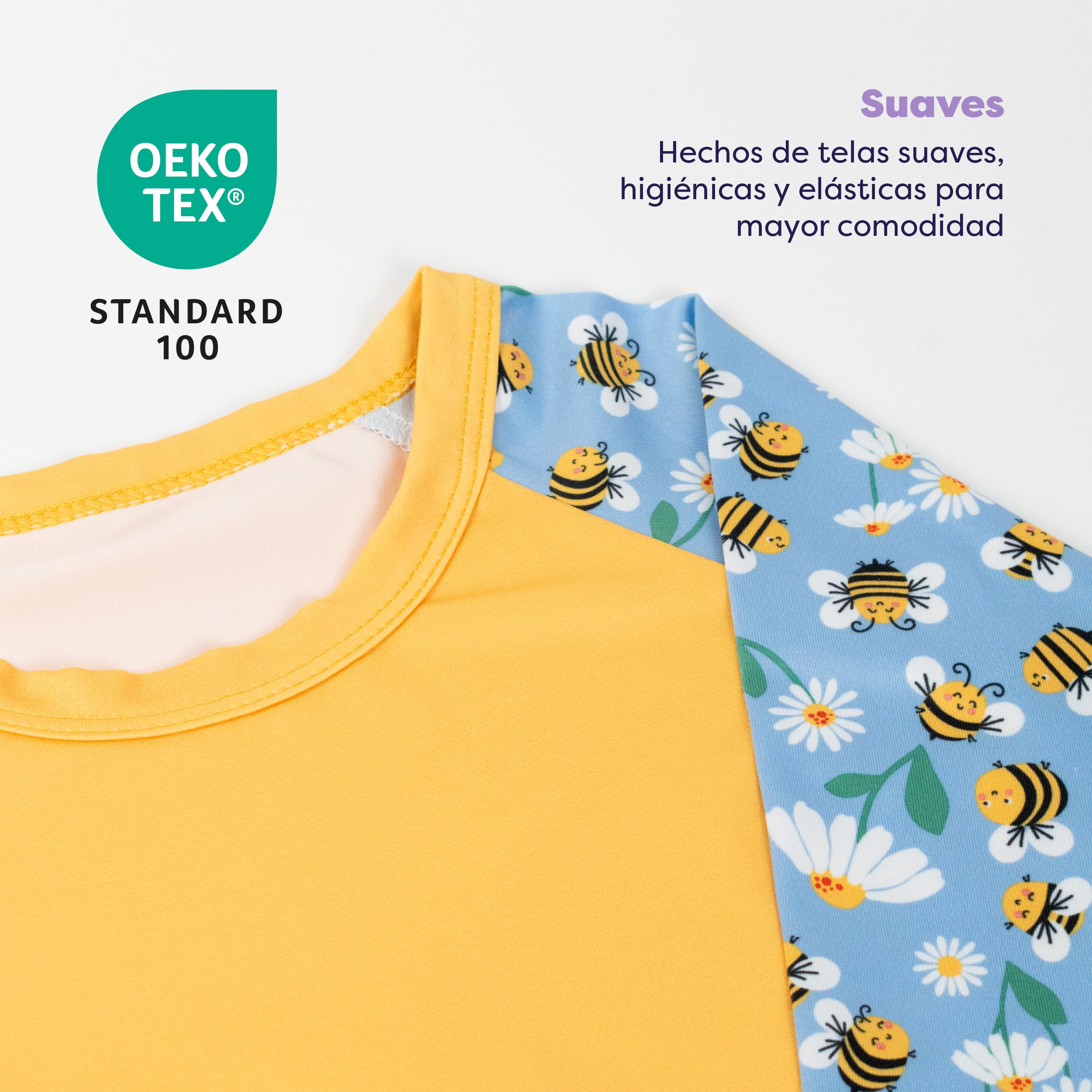 Bambino Mio Conjunto de pañales de natación reutilizables para bebé y niño pequeño unisex (1-2 años) ABEJAS ATAREADAS, protección UPF 40+ | pañales de baño, camiseta y gorro de baño — view 2
