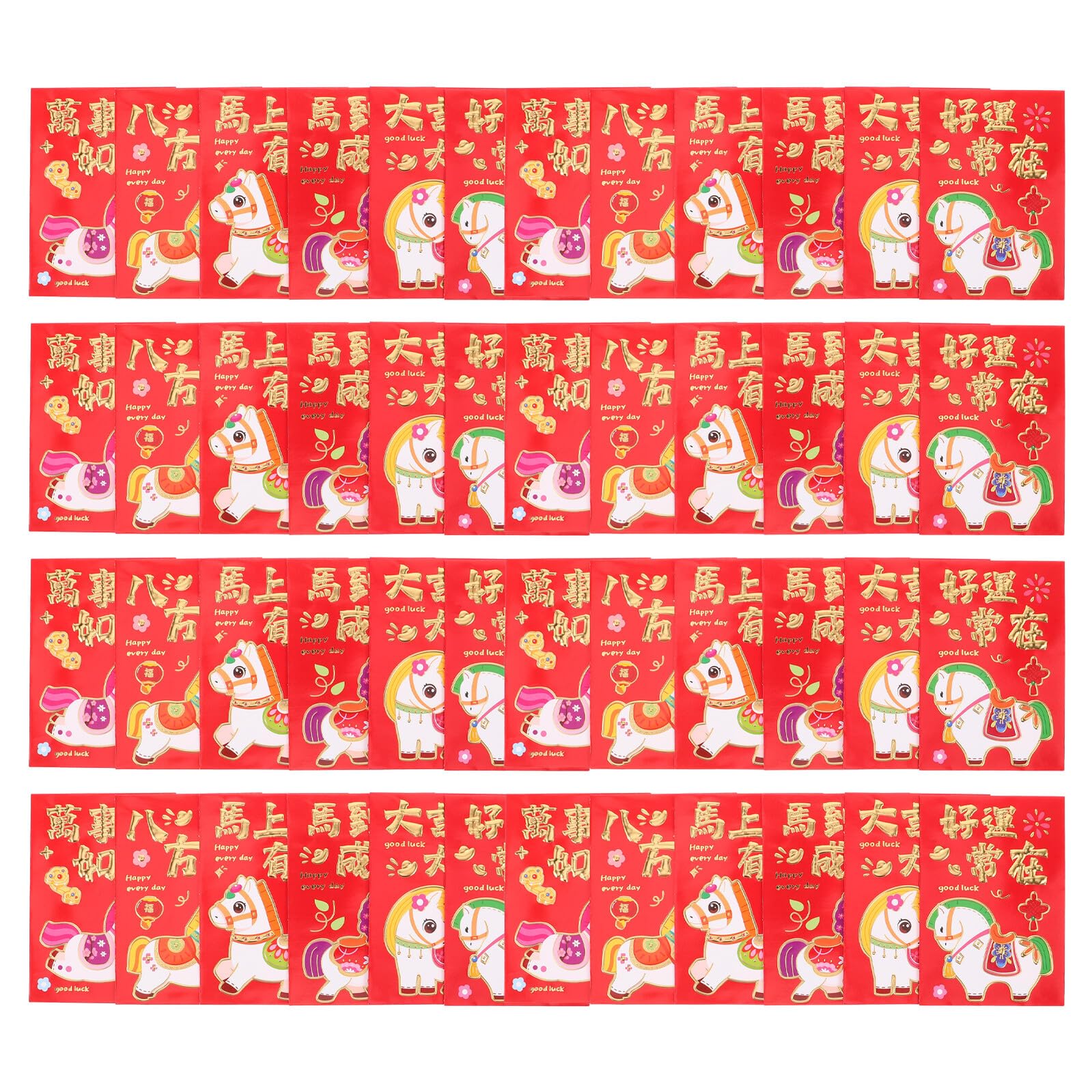 Operitacx 300piezas Sobres Rojos Creativos Año Del Caballo Hong Bao De Dinero Suerte Paquetes Festival De y Cumpleaños
