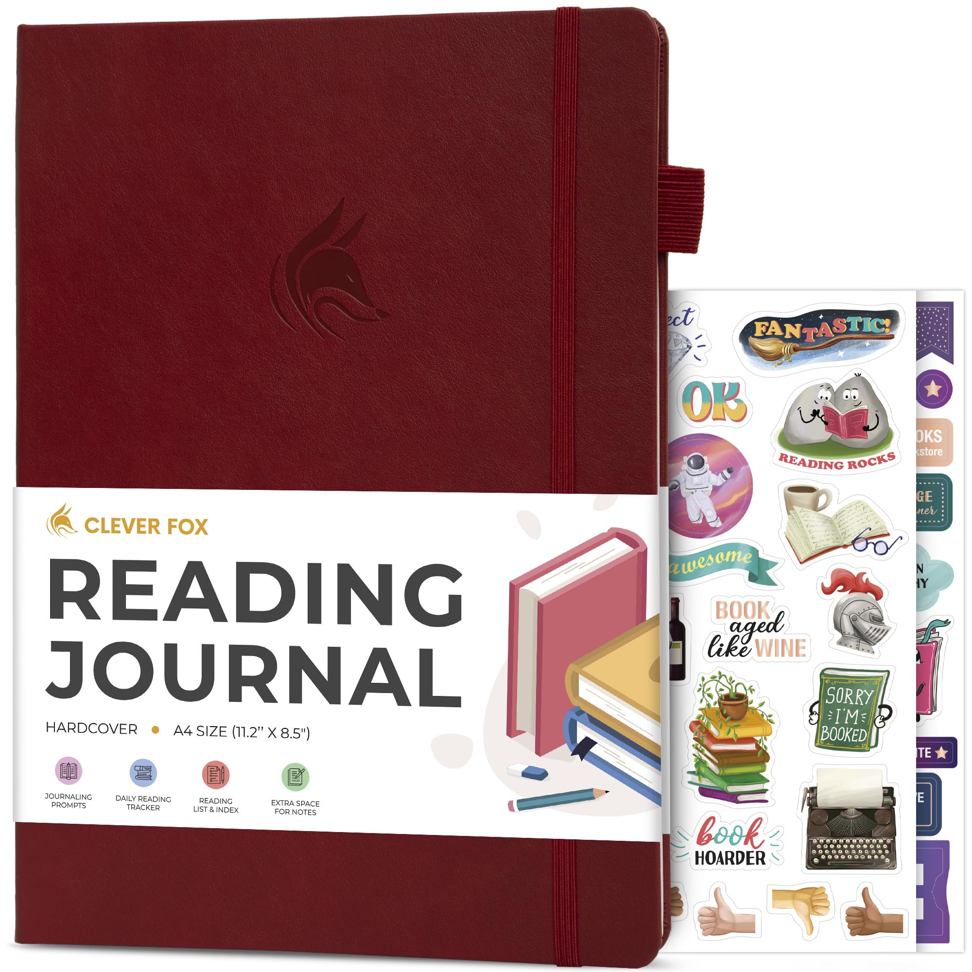 Clever Fox Reading Journal Large, Guided Book Review Log & Tracker, Gifts & Accessories for Reading Lover