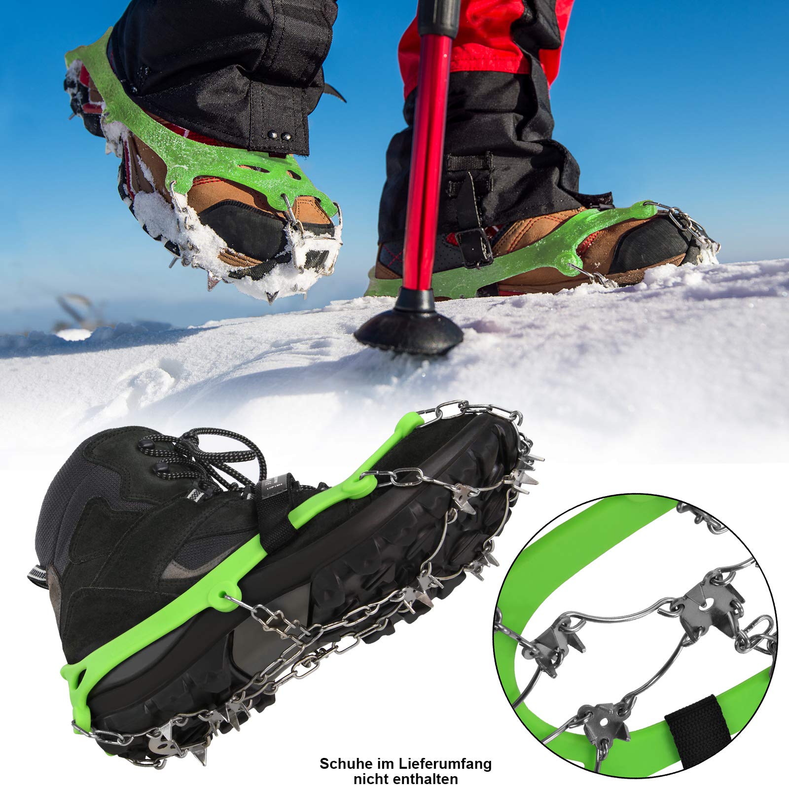 Spikes Grödel voor schoenen, wandelschoenen, bergschoenen in de winter, ijssneeuw