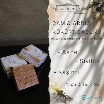 Anatolia Soap 1978 Antioch Collection Pine Juniper Sulfur Natural Special Production Eczema Acne 1 Mold 130 gr. Package of 5