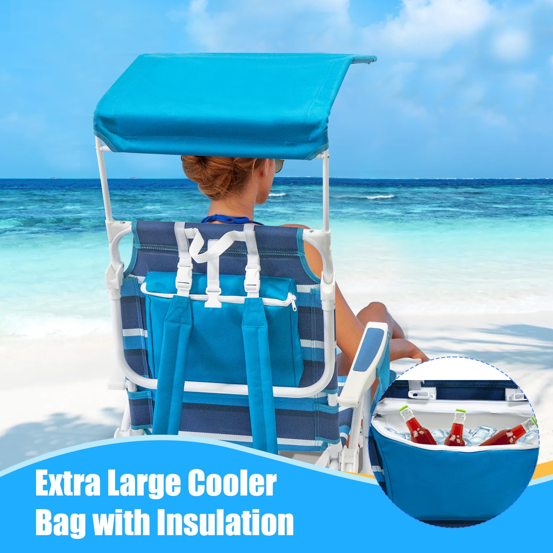 Amazon.com : WTVIDAS 2 Pack Beach Chair with Canopy Shade, 5