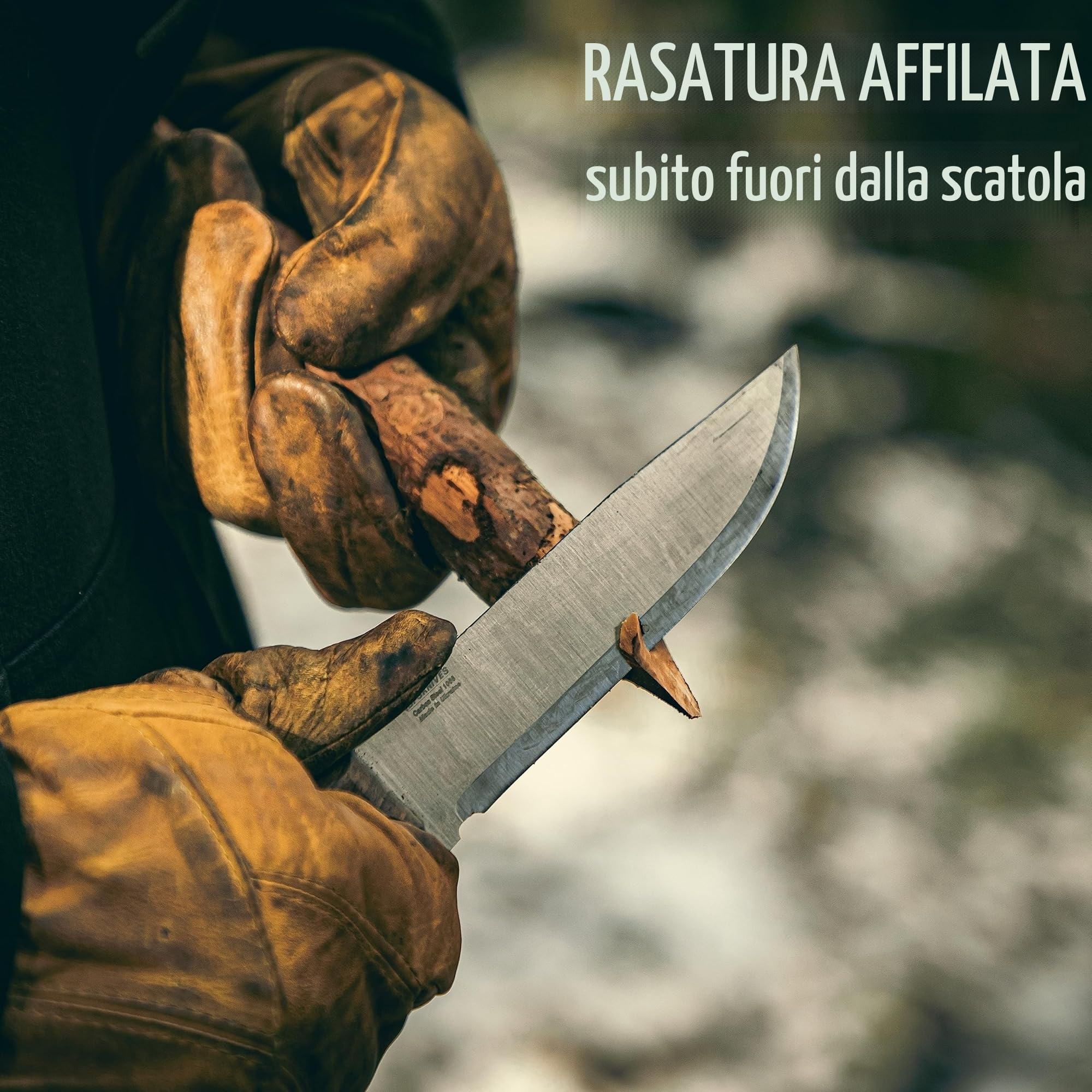 BPSKNIVES Adventurer - Coltello Bushcraft - Coltello in Acciaio al Carbonio a Lama Fissa con Fodero in Pelle e Acciarino - Coltello Esterno a Lama Intera - Coltelli da Campeggio
