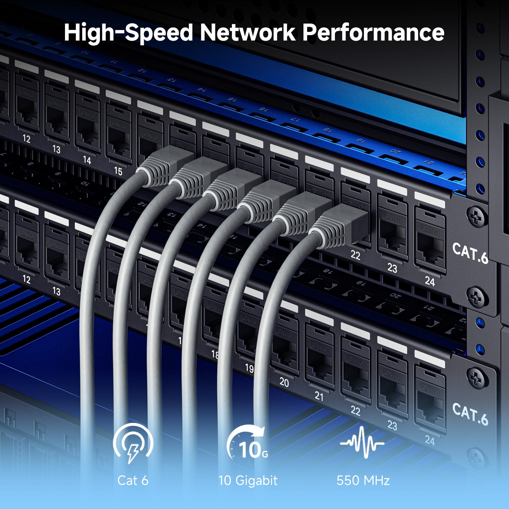 Cable Matters Pannello patch Ethernet Cat6 1U da 48,9 cm a 24 porte 10 Gbps con Keystone in linea e barra di gestione dei cavi, pannello patch di rete per montaggio a rack o a parete / Patch Panel