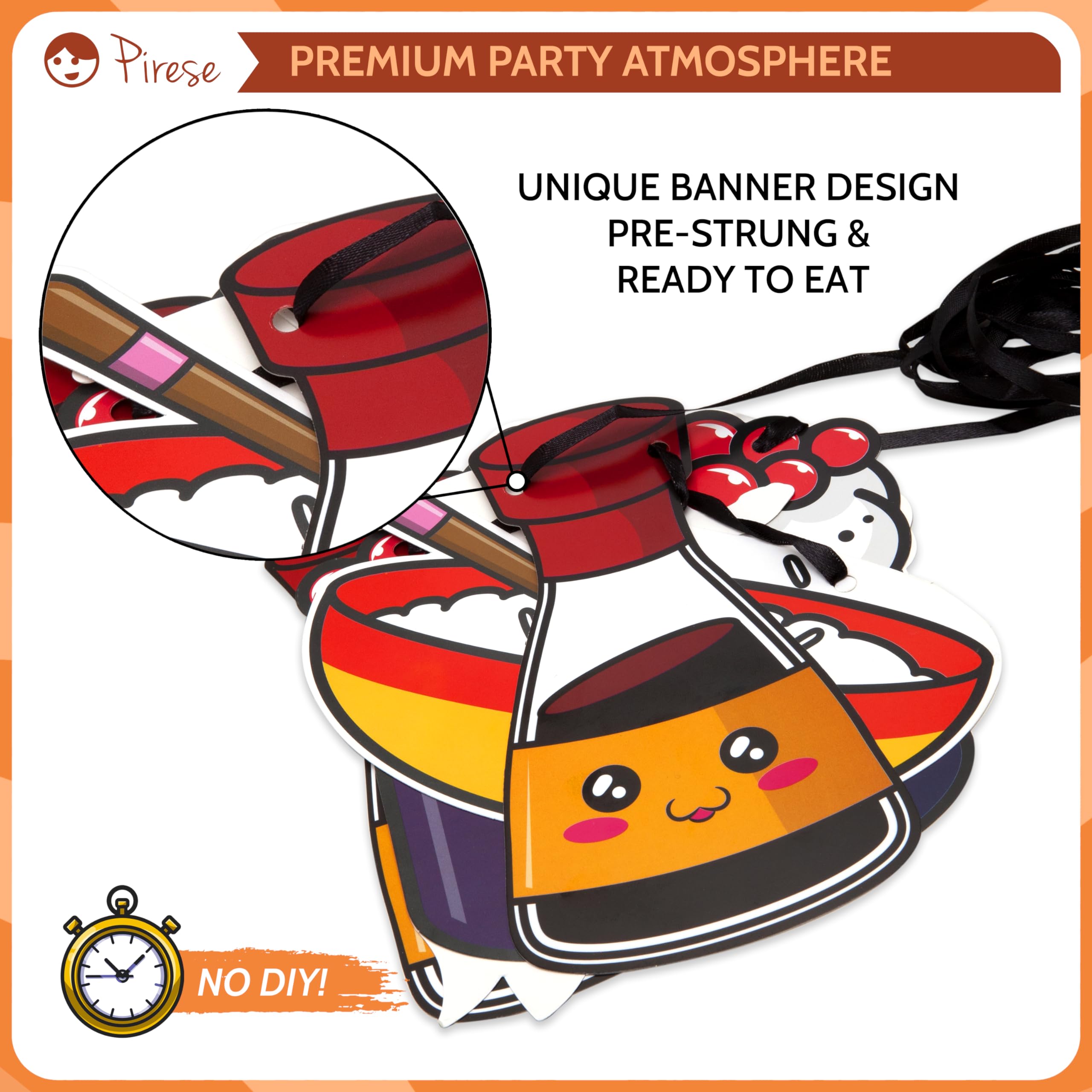 Decoraciones de fiesta de cumpleaños de sushi para niños y adultos - Suministros de fiesta de sushi japoneses, decoración de cumpleaños asiática, bonitas decoraciones de fiesta temática de 5