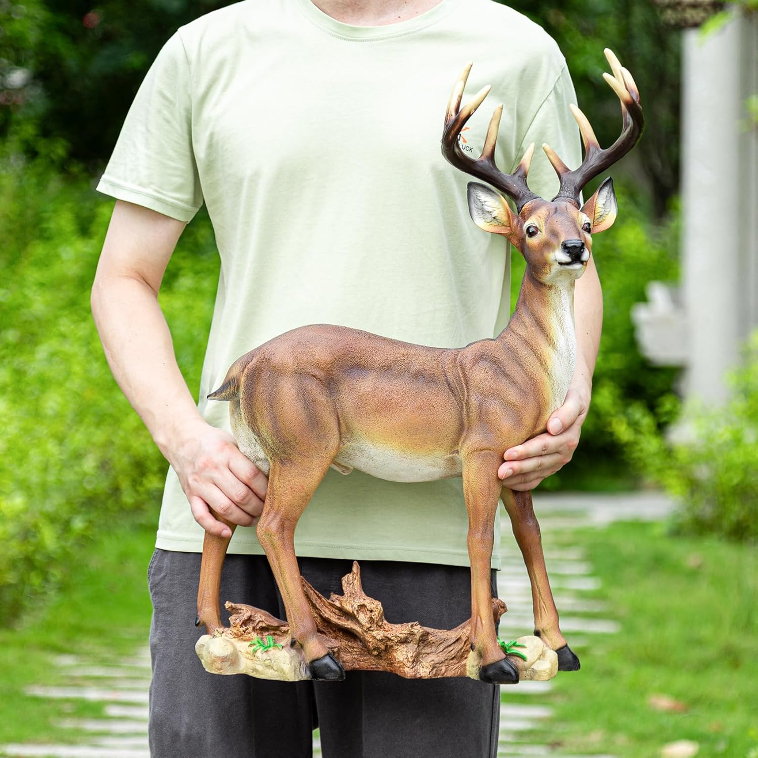26.38 Inch Weather-Resistant Sika Deer Statue and Deer Decoy - Outdoor Garden Lawn Decoration, Suitable for Yard/Patio/Christmas Decor, Ideal Gift for Female Gardening Enthusiasts
