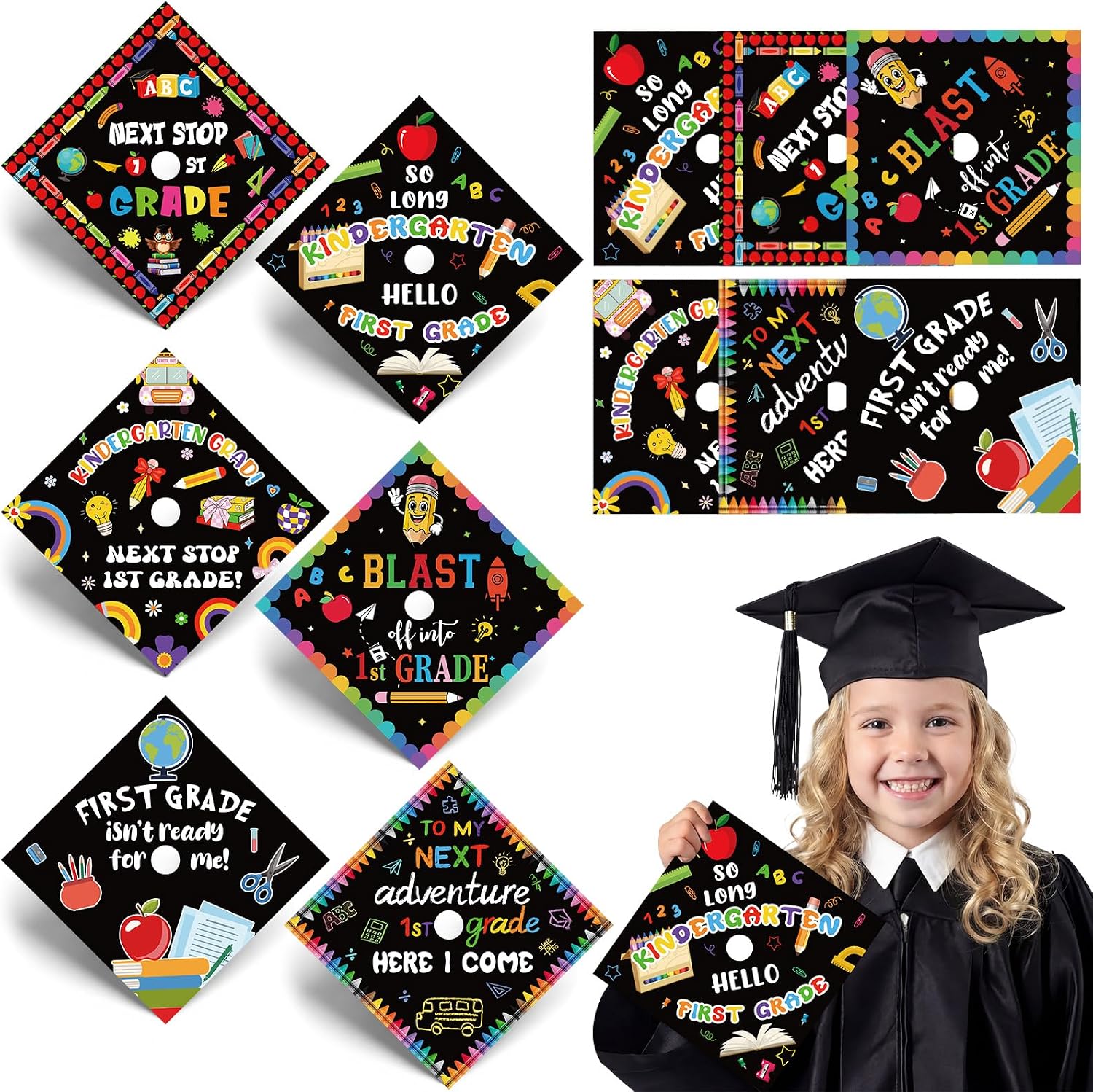 Gersoniel 12 Pcs Kindergarten Graduation Cap Topper Stickers 2026