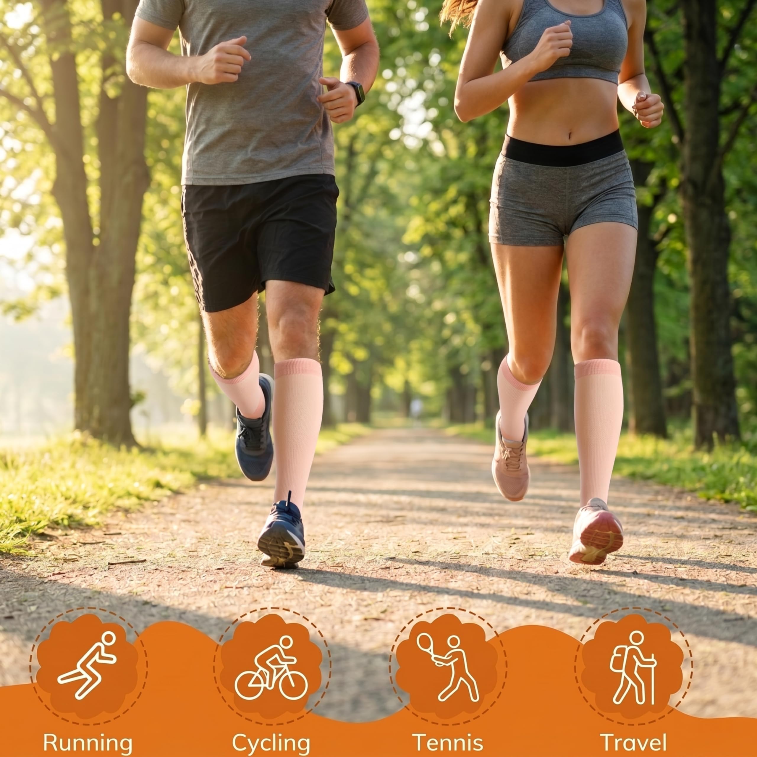 Chausettes de Compression (7 Paires) pour Femmes et Hommes Circulation 20-30 mmhg Les Chausettes Hautes sont le Meilleur Soutien pour la Course Sportive, le Cyclisme, Noir, Taille