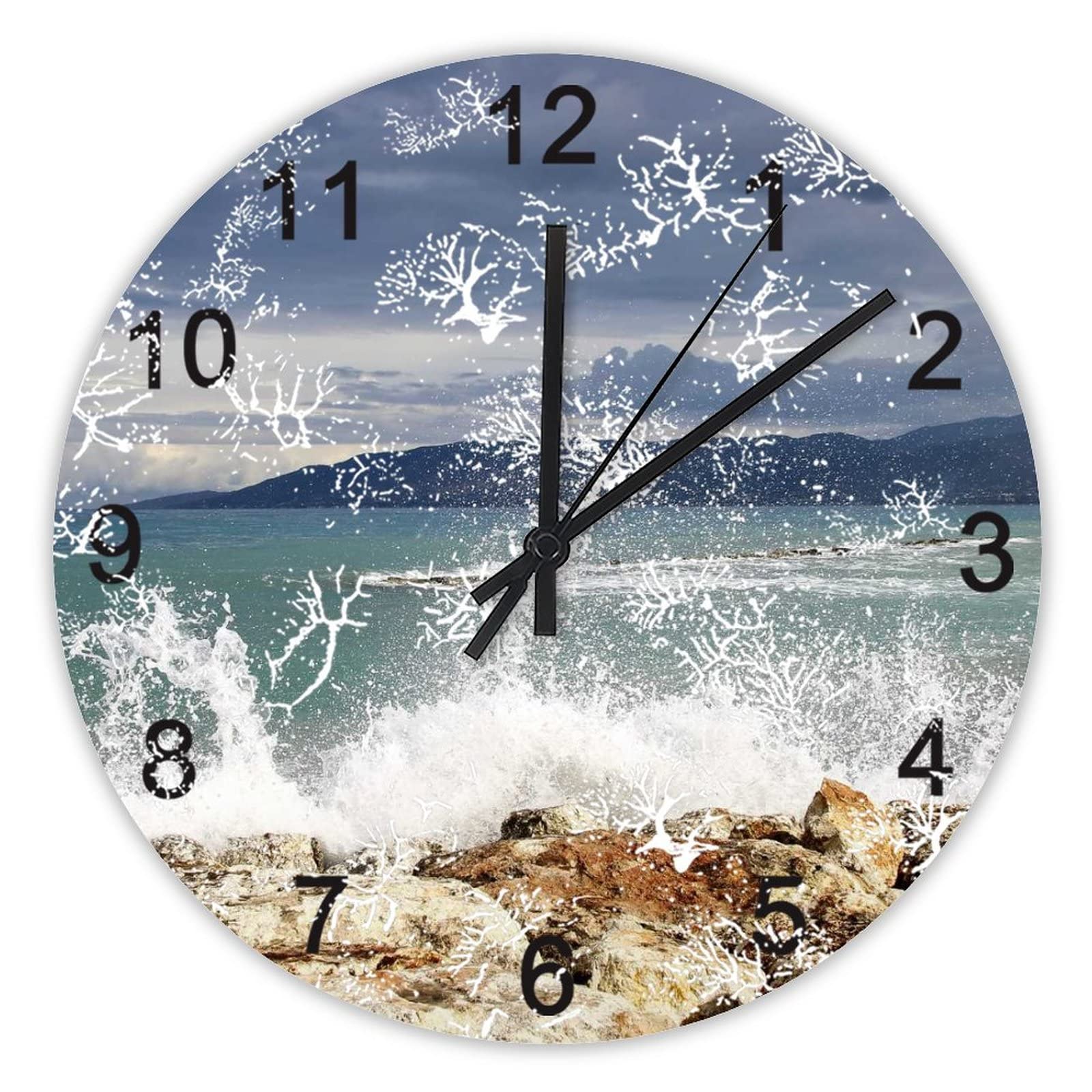Horloge murale silencieuse 40,6 cm vagues pour décoration de maison