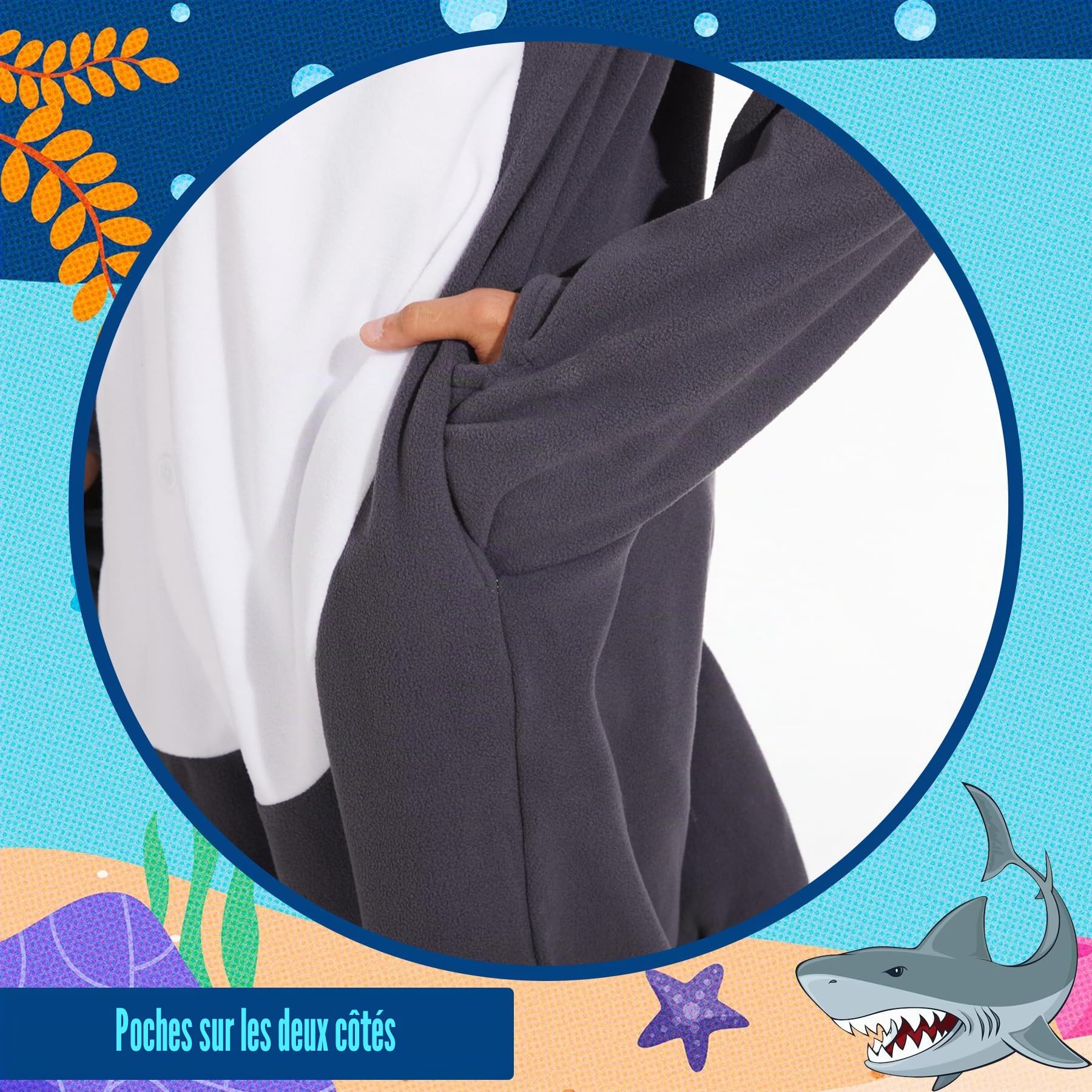 Costume Requin Halloween Cosplay Unisexe Adulte Grenouillère Pyjama Dessin Animé Féroce Habillage Fête pour Femmes Hommes