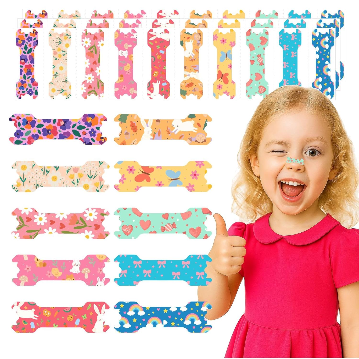 30pcs Extra Small Size Kids Nasal Strips for Breathing Right Kids Nose Strips with Cute Pattern Nasal Strips