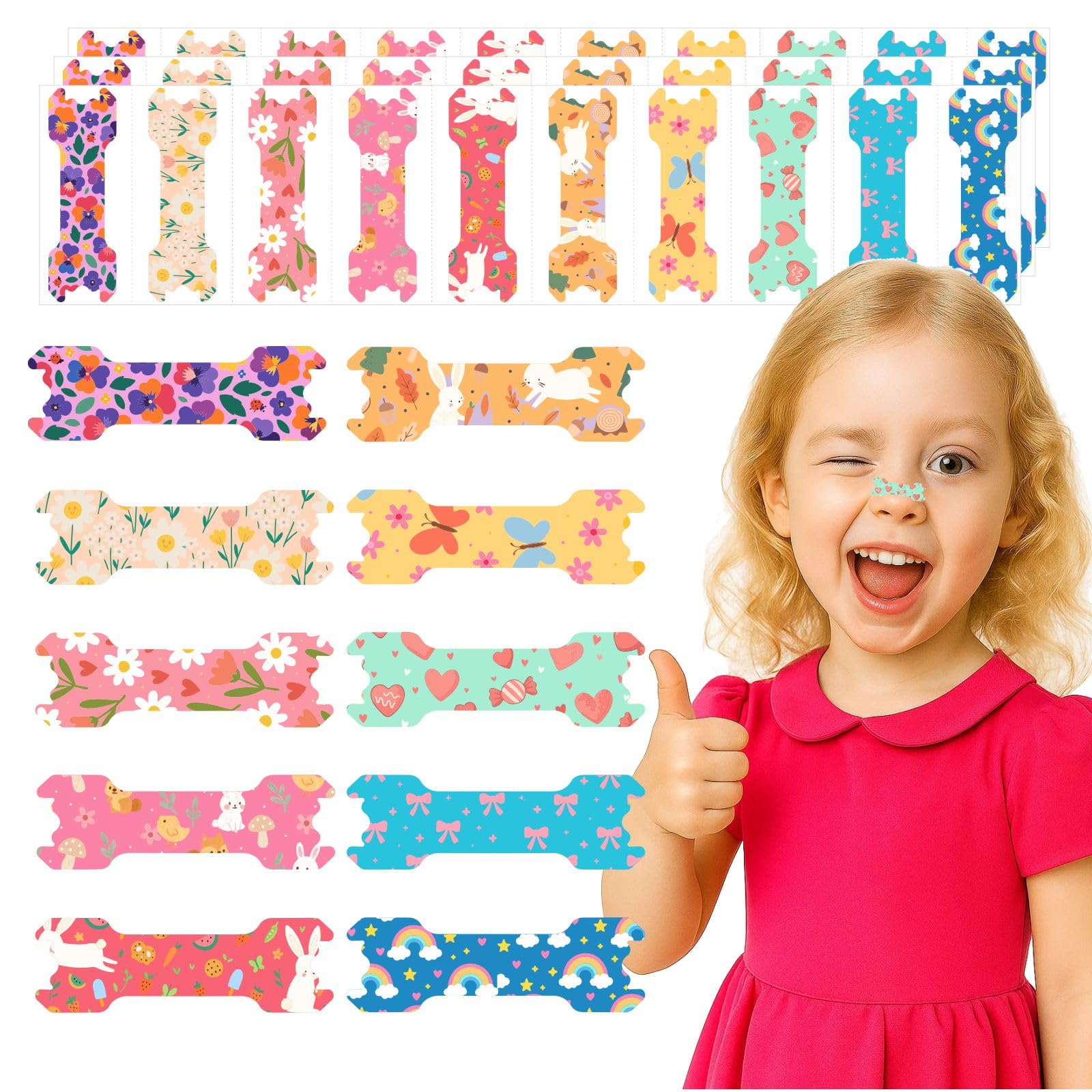 30pcs Extra Small Size Kids Nasal Strips for Breathing Right Kids Nose Strips with Cute Pattern Nasal Strips
