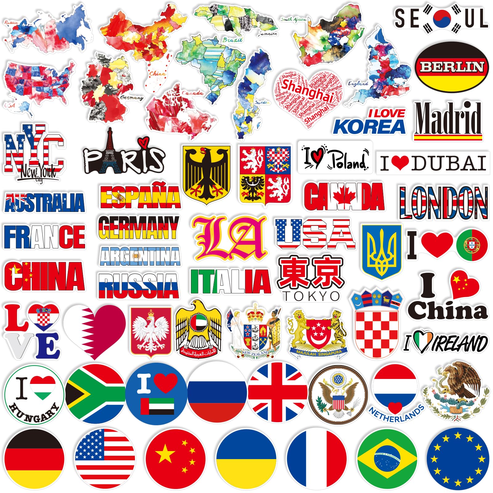 Autocollants drapeaux du monde pour ordinateur portable et fenêtres de maison