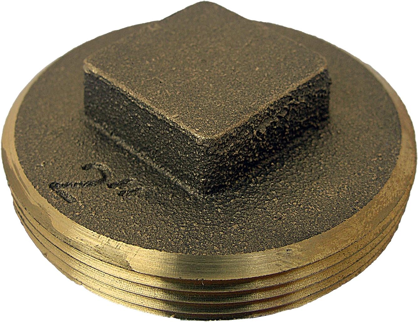 LASCO 33-3102 Raised Square Head Light Brass Cleanout Plug with 2-Inch Male Pipe Thread