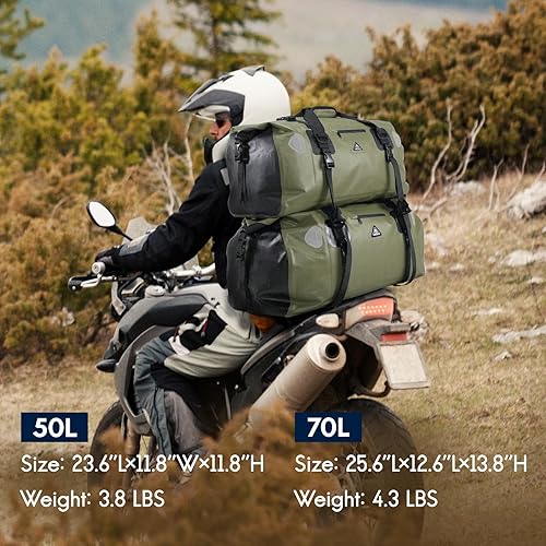 Miniatura 5 de Haimont Bolsa seca para motocicleta, bolsa de lona impermeable enrollable con correas de fijación rápida para motociclismo, ciclismo, canotaje,