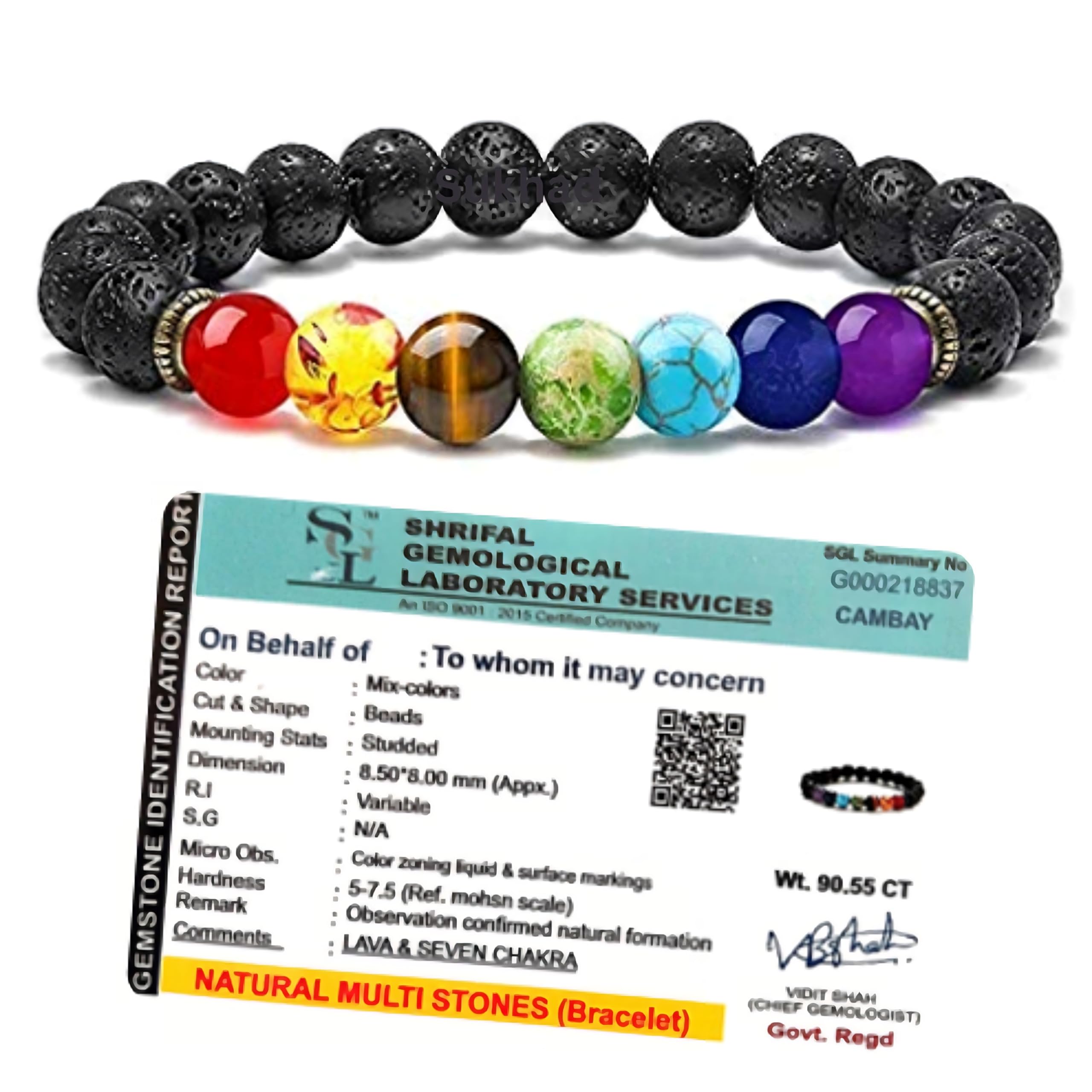 Golden Pyrite Stone Bracelet with Lab Certificate for Men and Women - Natural Energised Healing, Willpower, Money, Protection, Wealth and Business - 8MM Bead(Py-029CT)