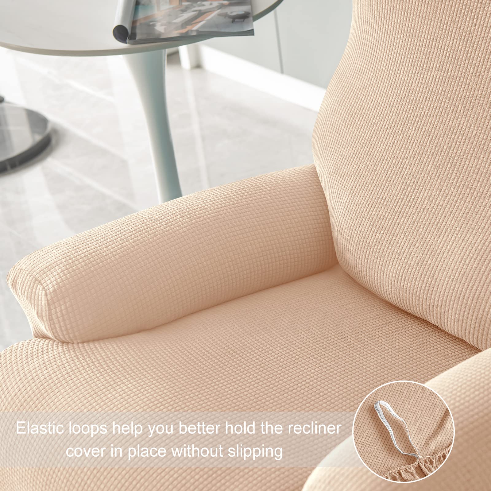 Copripoltrona Per Sedia Reclinabile 4 Pezzi - Tessuto Elasticizzato Ombra Floreale - Foto 12