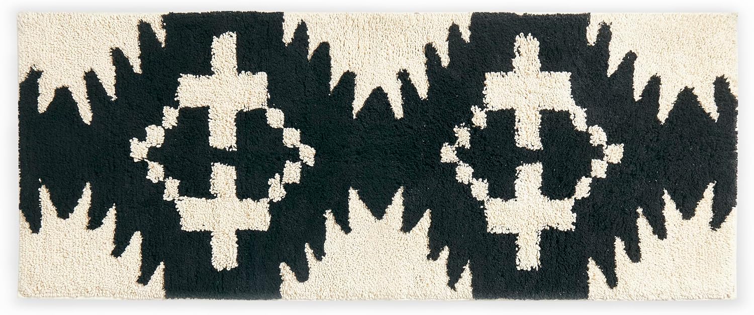 PENDLETON Kiva Steps Bath Rug – 100% Cotton, Loop-and-Cut Tufted Pattern, Latex Backing, Machine Washable (Ivory, 24″ x 42″) (24″ x 60″)