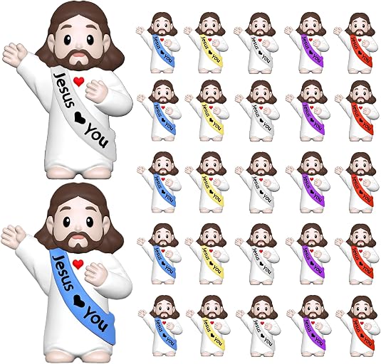 25 Pcs Little Jesus Figures, Mini Jesus Figurines Tiny Statues | Easter Egg Stuffers to Hide and Seek Sunday School Religious Party Share(Lively Color) (ASIN B0FTXS6W3D), rank #9 by monthly sales volume for 'Little Jesus Figures' on Amazon
