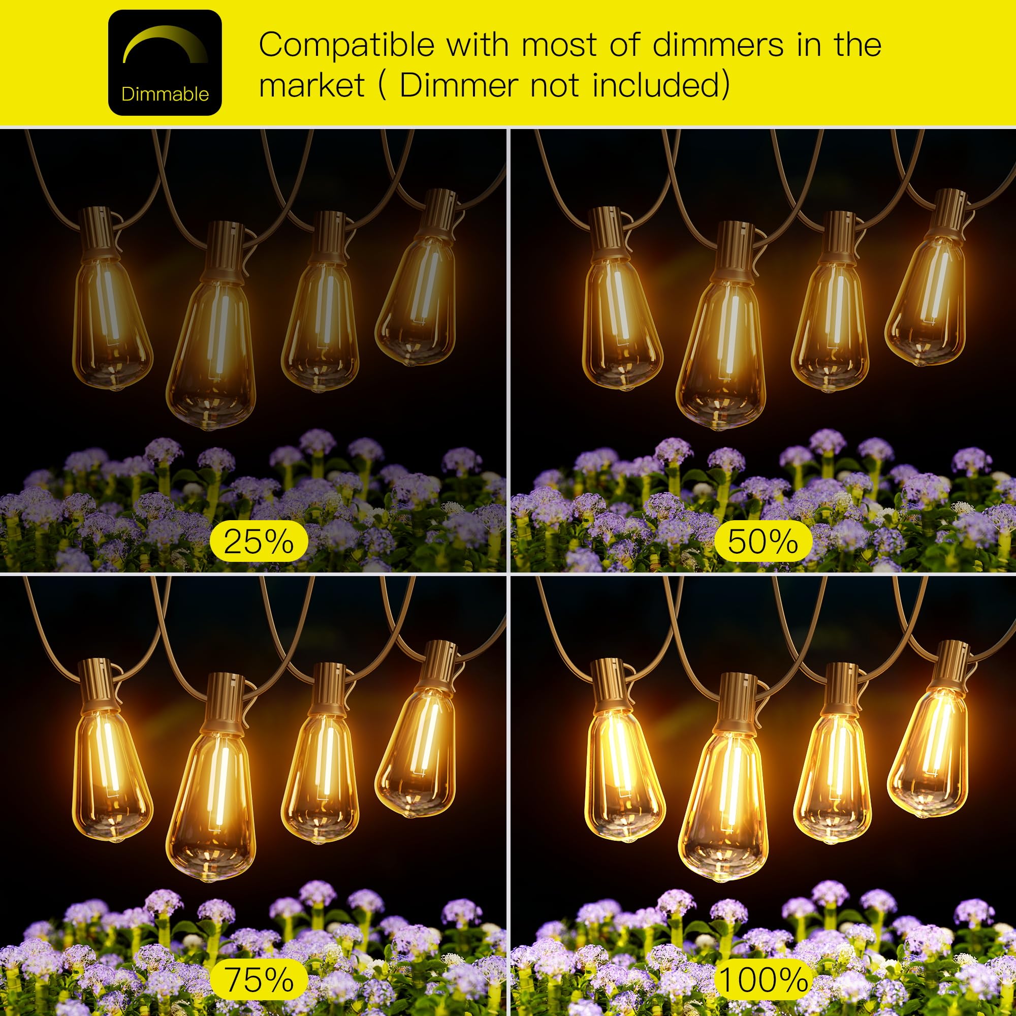 Torkase Lichterkette Außen Strom 36m-Bruchsicher ST38 Outdoor Lichterketten z 60+2 Glühbirnen Aussen Wetterfest Dimmbar Warmweiß Aussenlichterkette Retro Lights Birnen do tarasu Biergarten