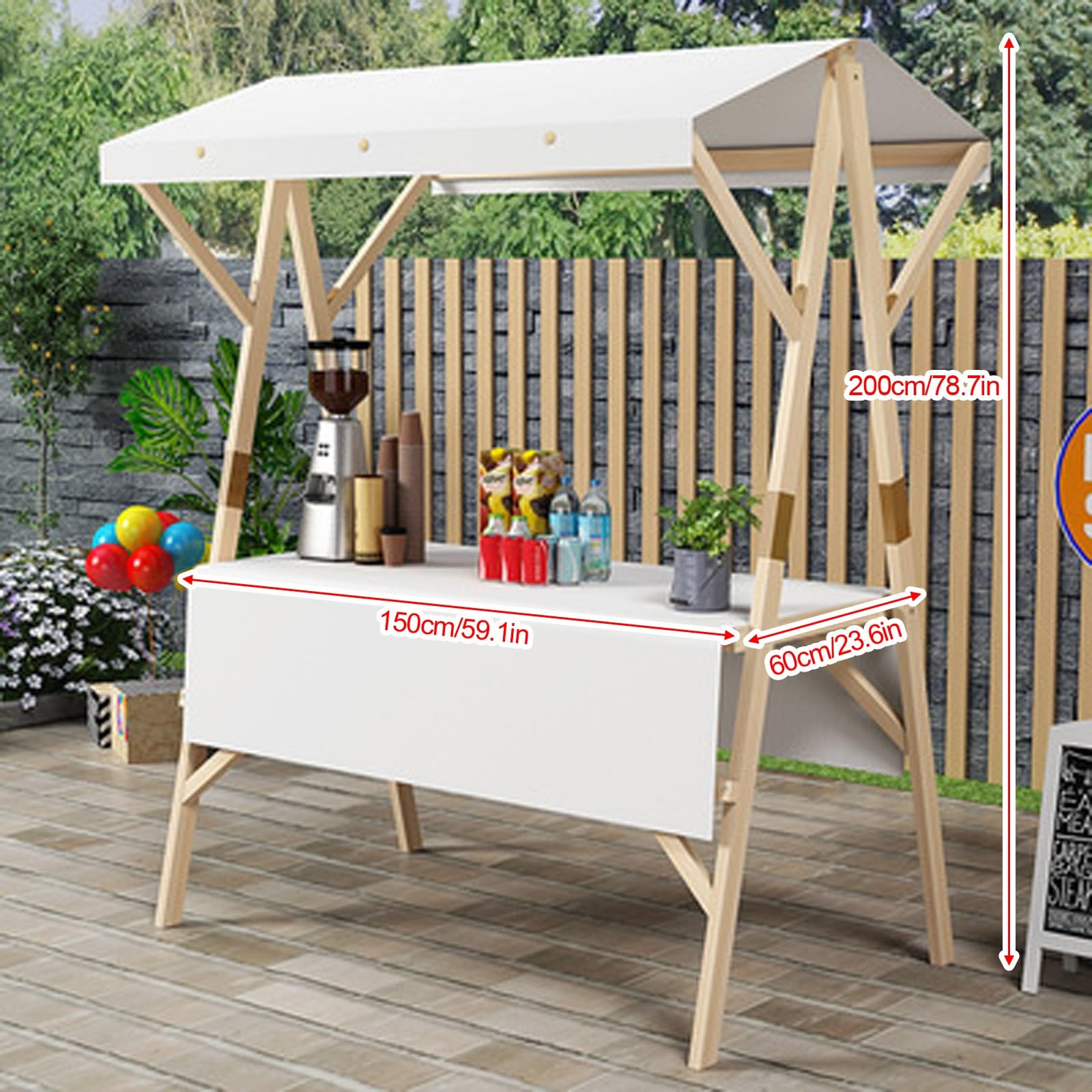 Carro De Vendedor Con Estructura De Madera, Puesto De Venta Plegable Al Aire Libre, Adecuado For Vendedores Ambulantes,Mostradores De Exhibición De Mercado(Red)