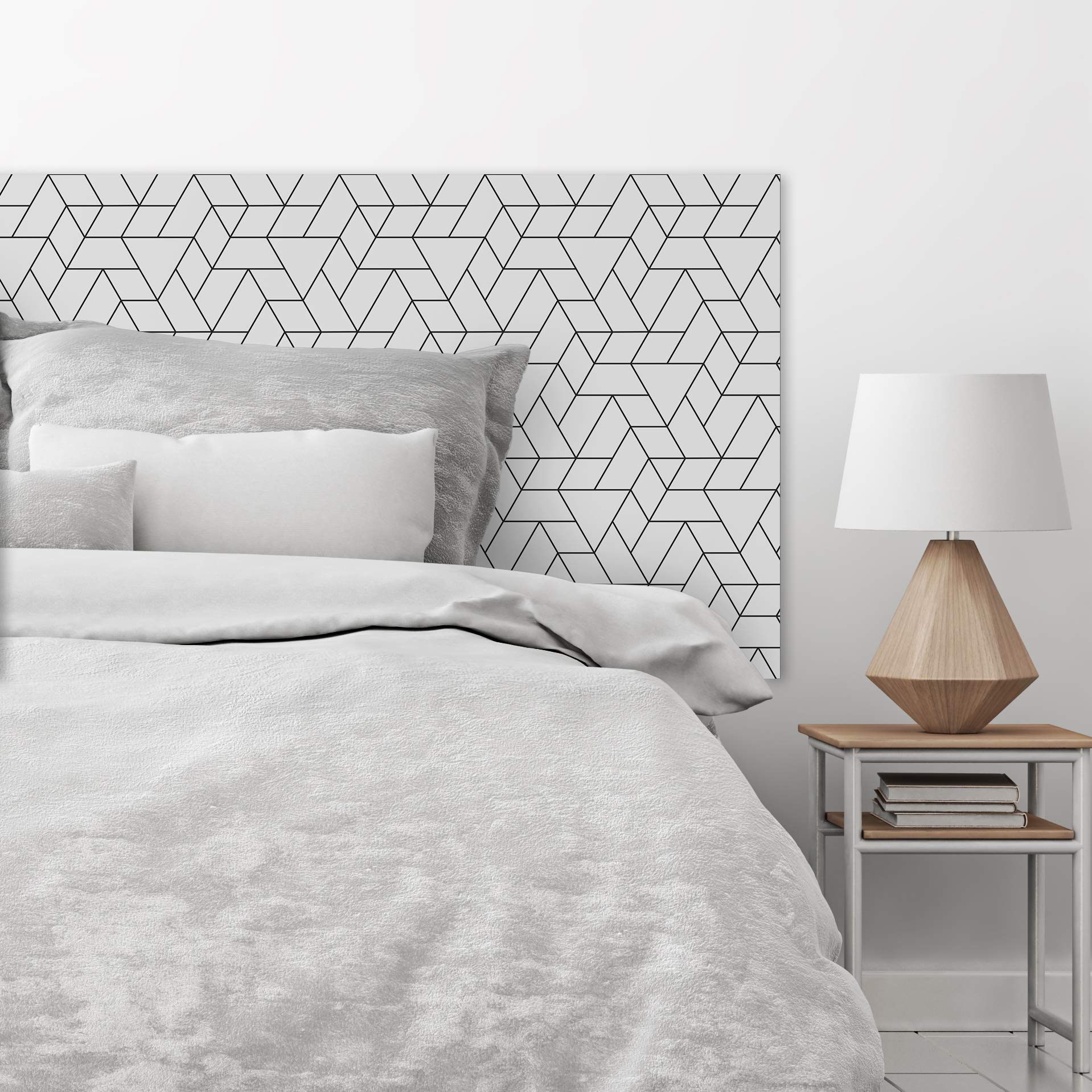 MEGADECOR Cabecero Cama PVC Decorativo Económico Diseño Geométrico De Triángulos Estampados Varias Medidas (115 Cm X 60 Cm