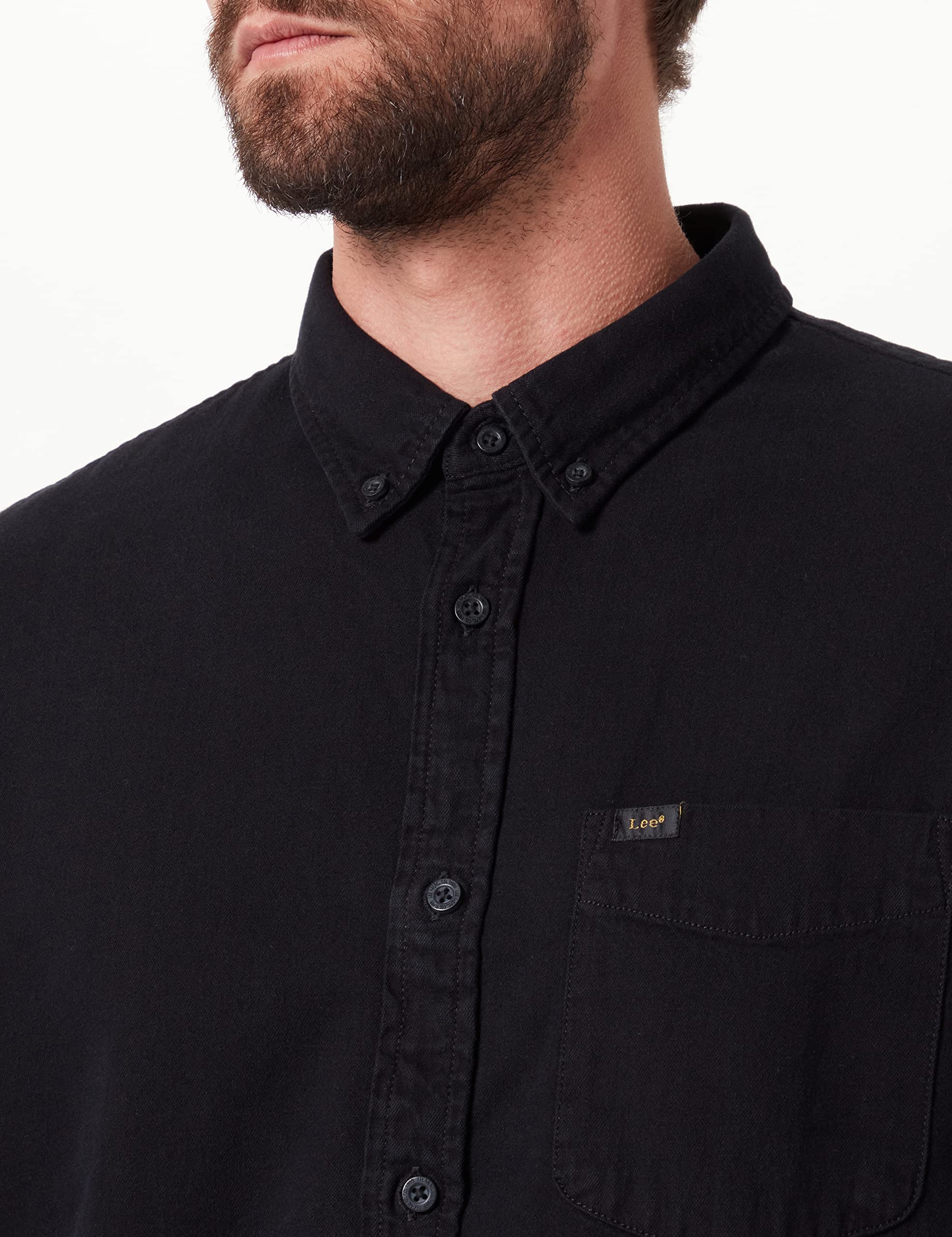 Lee Męska koszula zapinana na guziki, czarny, 3XL