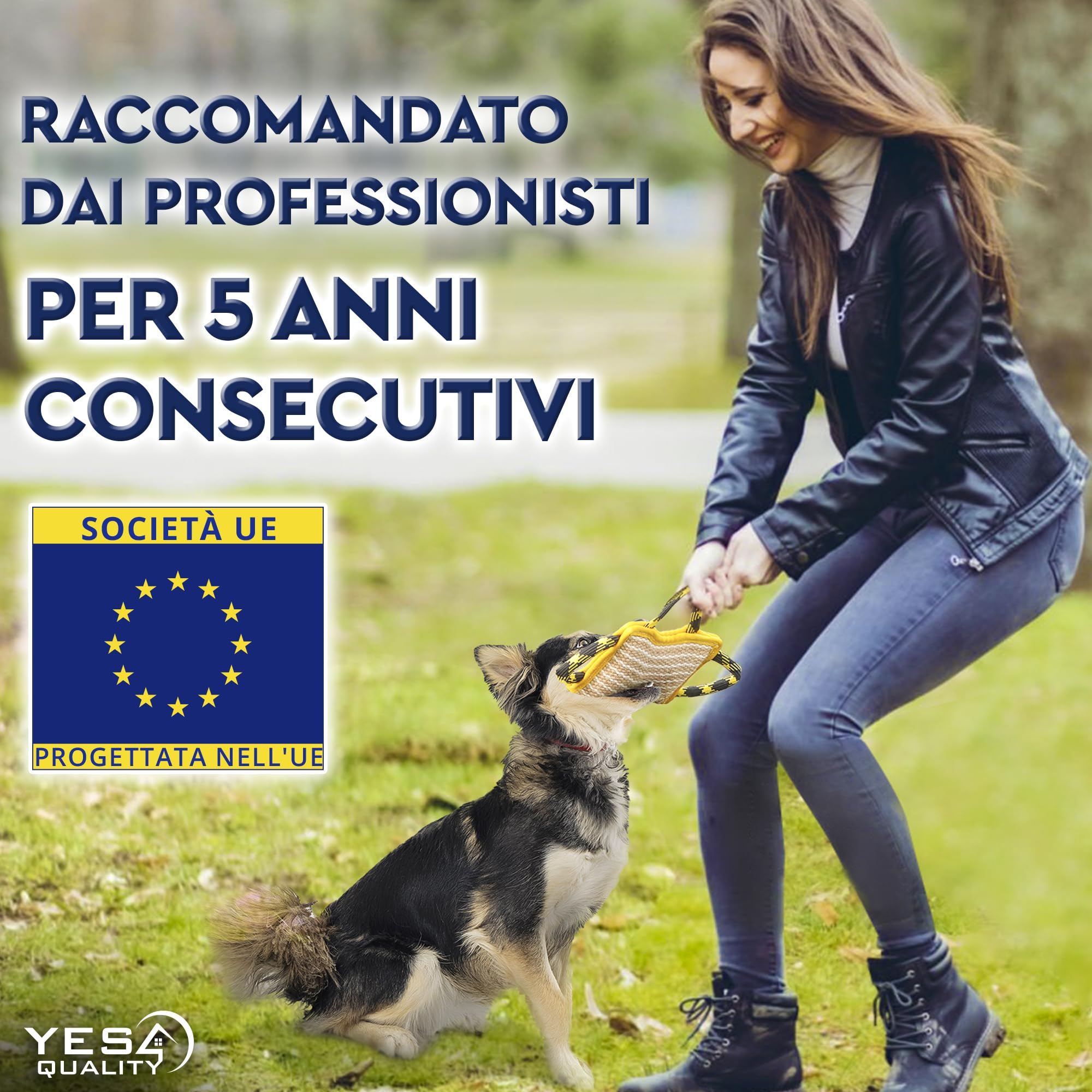 Cuscino per morso di cane 25x18 cm con 3 manici in nylon, Giocattolo da masticare per cani per sport e allenamento, Giocattolo da rimorchiatore per gioco interattivo di Yes4Quality