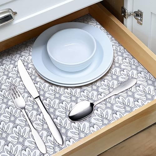 Miniatura 2 de RAY STAR Revestimiento de estante de 18 x 96 pulgadas para armarios de cocina, forro de gabinete no adhesivo lavable, forro de cajón de PVC para