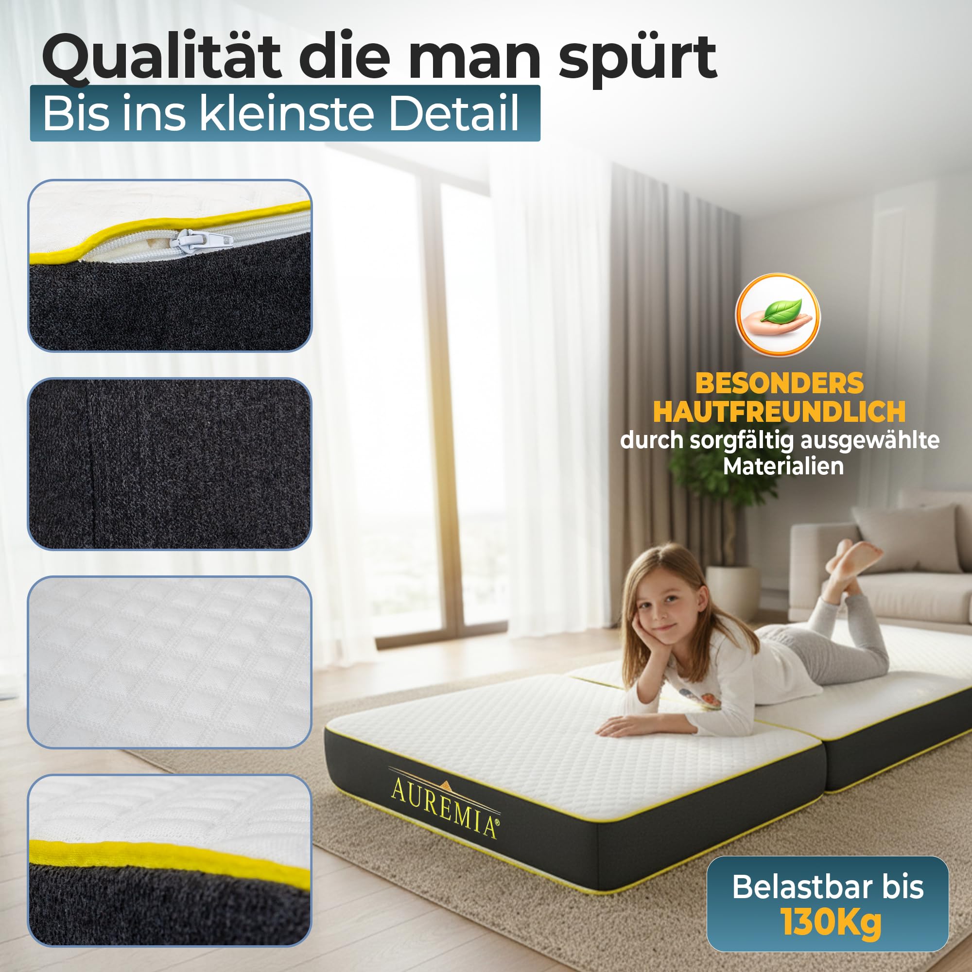 Klappmatratze 90x200 Gästebett klappbar Luxus 7-Zonen Wende-Gästematratze | Faltmatratze, Wendematratze mit 2 Härtegraden, Schlafmatratze, schmutzabweisender Premium-Bezug, waschbar, matress