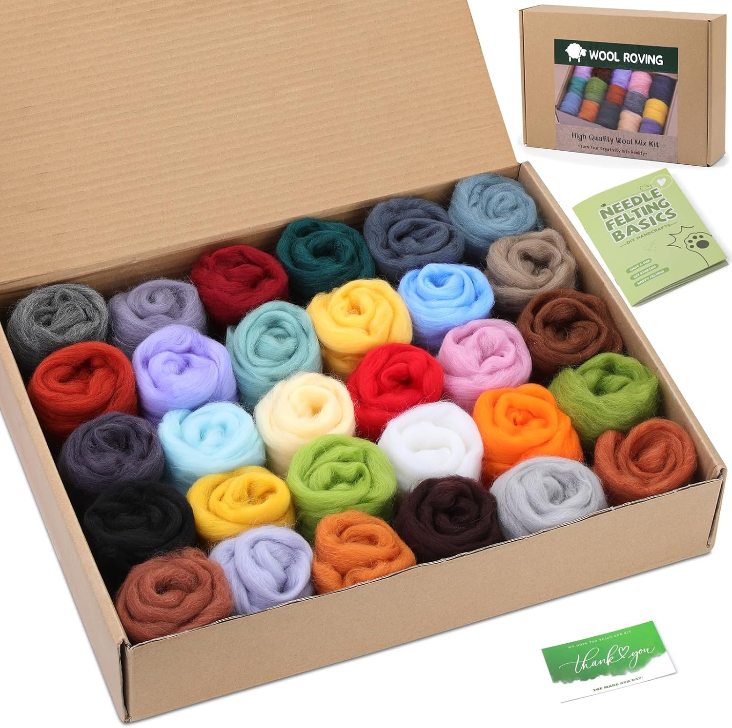 Amazon.com: ZXIIXZ 30 Colors Felting Wool, Felting Bulk Wool Roving for ...