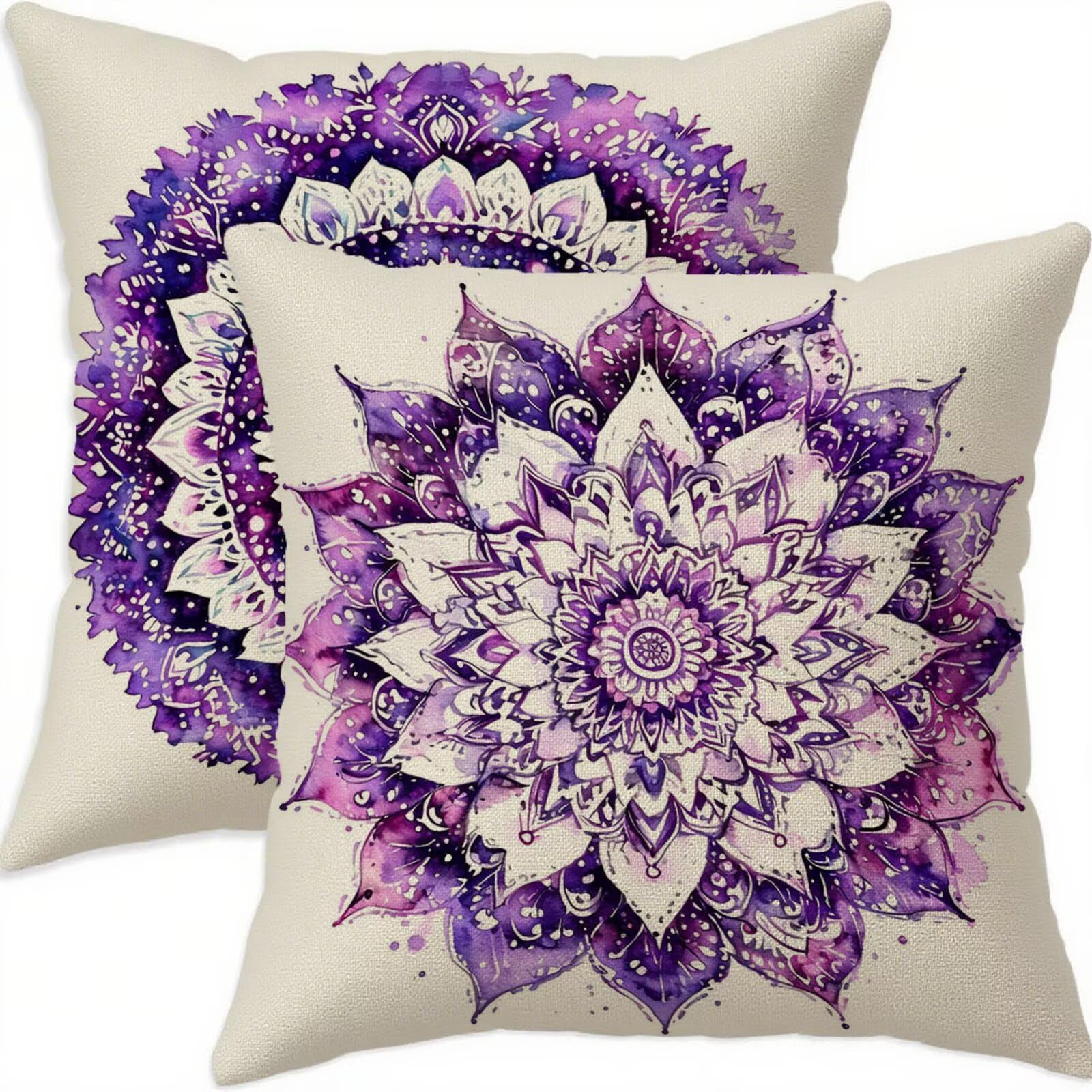 Housse de coussin 60x60 en lin imperméable violet pour déco de salon