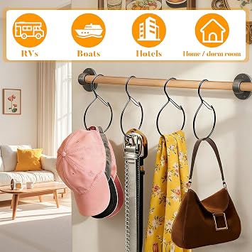 4 Pack Belt Hanger for Closet Rust-Proof Belt Organizer & Tie Rack, Multi-Use Hanger for Scarves, Hats, Bags & Closet Accessories, Black