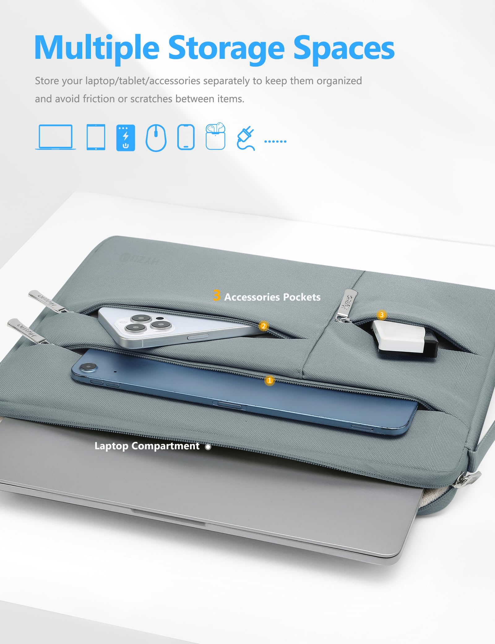 HYZUO Custodia per Laptop con Maniglia Laterale per MacBook Pro 14 M3/M2/M1 Pro/Max A2992 A2918 A2779 2024-2021, 13,5-13,8 Surface Laptop/Book, MacBook Pro 13, MacBook Air 13, HA46
