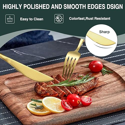 Miniatura 6 de Juego de cubiertos de acero inoxidable de 60 piezas, para 12 personas, incluye cuchillo tenedor, cuchara, utensilios para el hogar, restaurante,