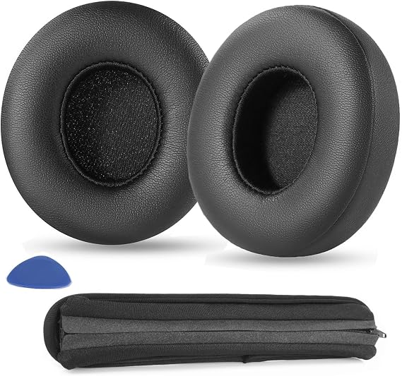Earpads Replacement Compatible with Beats by Dr. Dre Solo 4 Wireless On-Ear Bluetooth Headphone Protein Leather Ear Pads Headband Cover