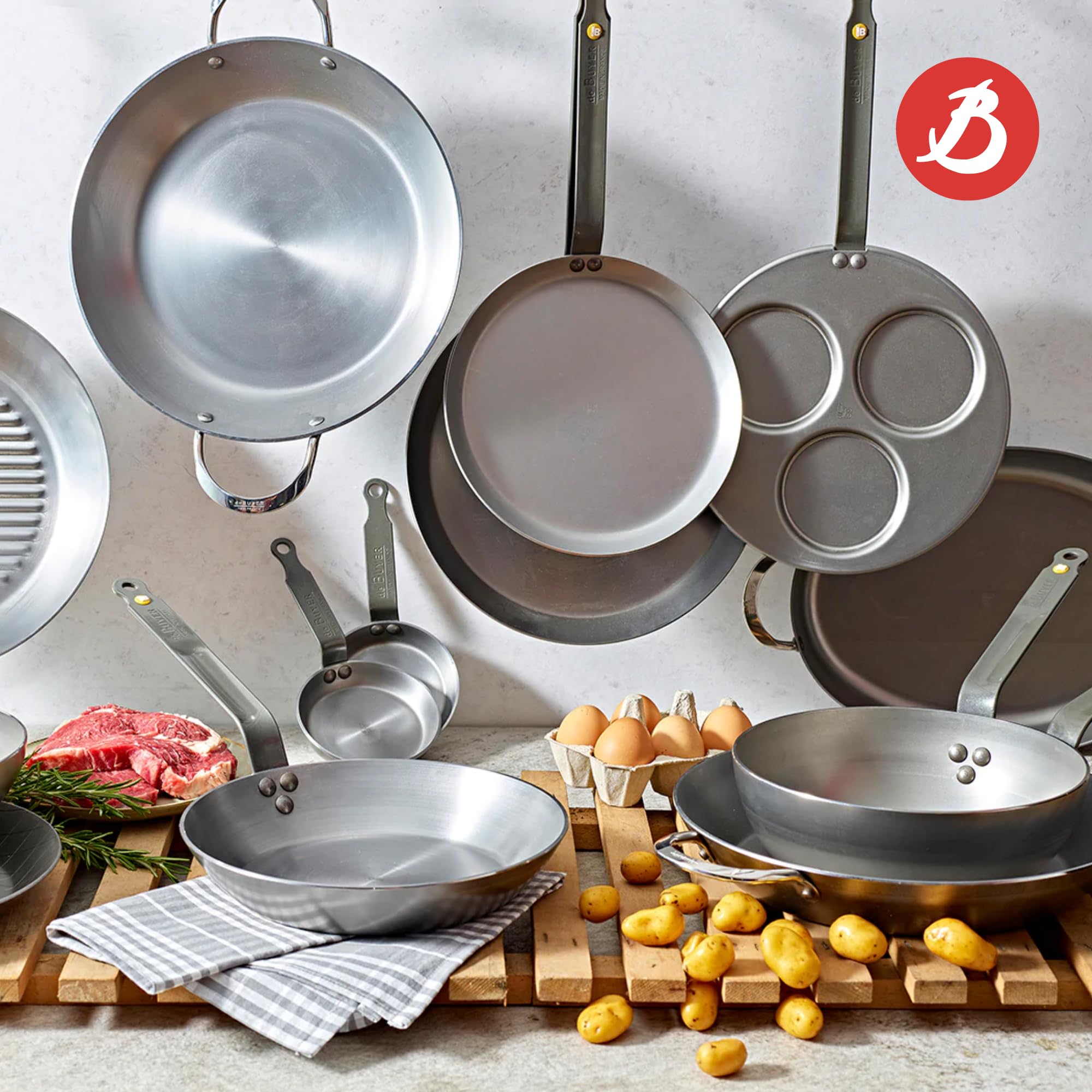 de Buyer - Crêpe-Pfanne MINERAL B aus Eisenstahl - 26 cm - 5615.26, Silber