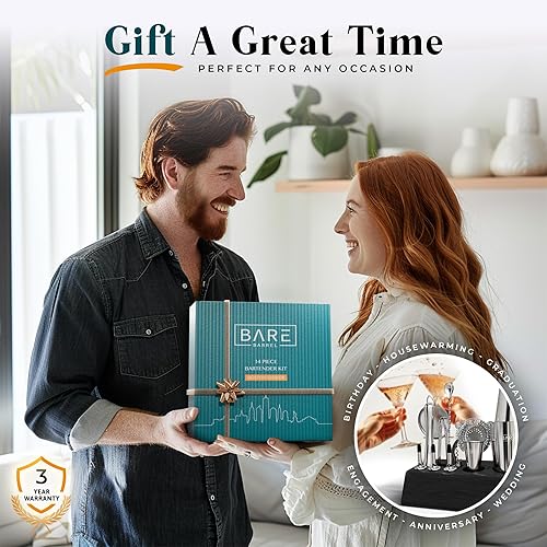 Miniatura 7 de BARE BARREL Pro Mixology - Juego de bar de camarero  Juego de coctelera Boston de 14 piezas  Herramientas profesionales de mezcla de barware para